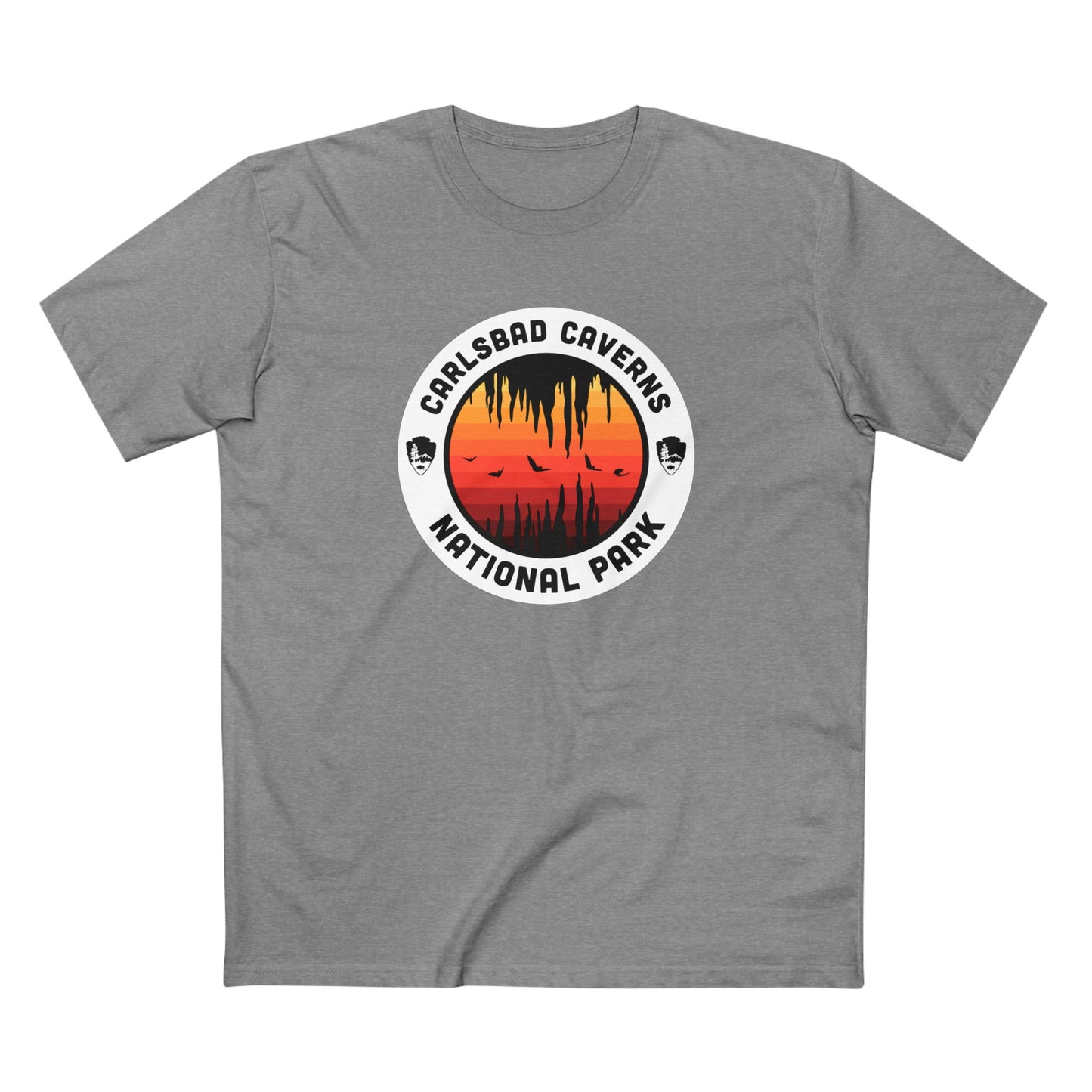 Carlsbad Caverns National Park T-Shirt - Round Badge Design Reds