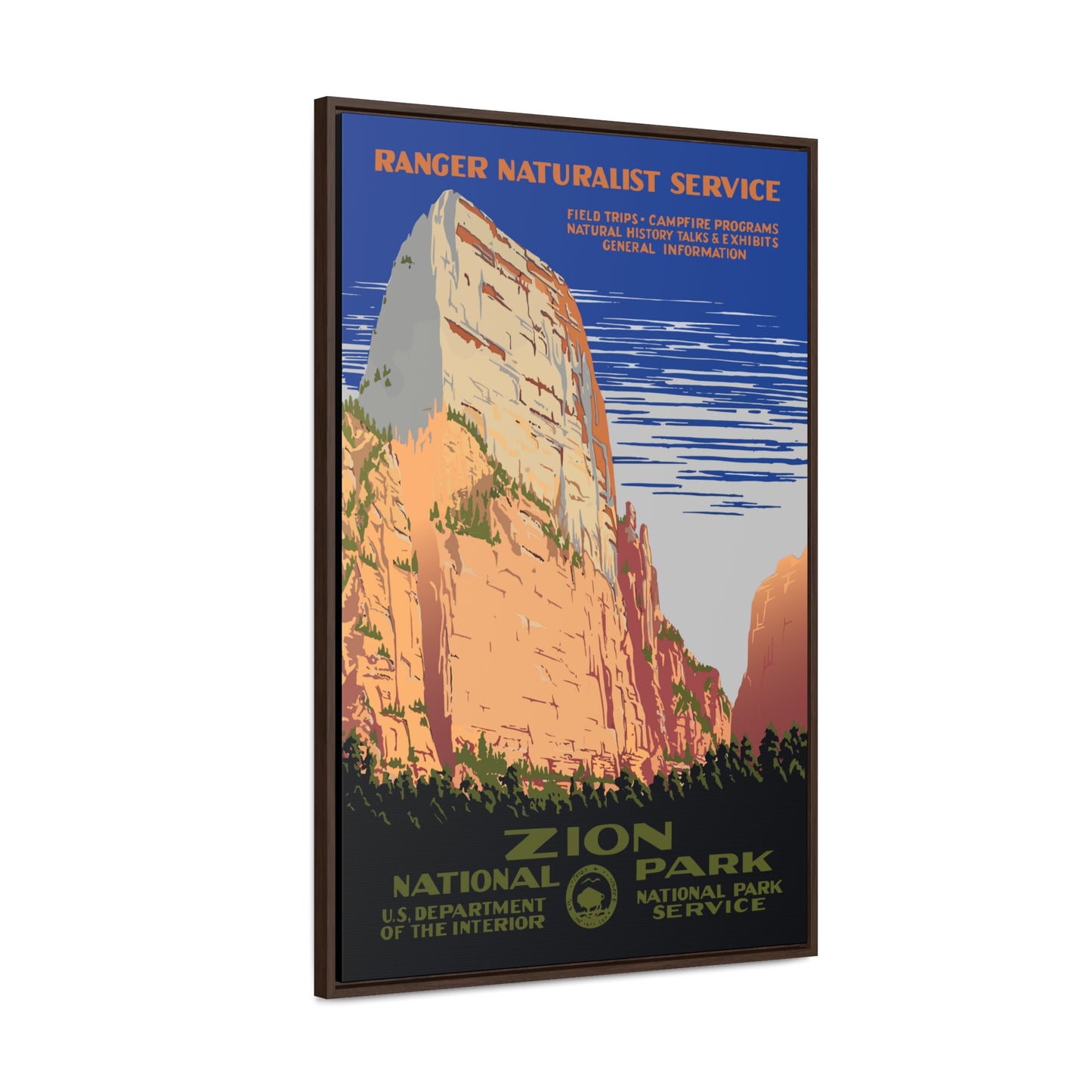 Zion National Park Framed Canvas - WPA Poster