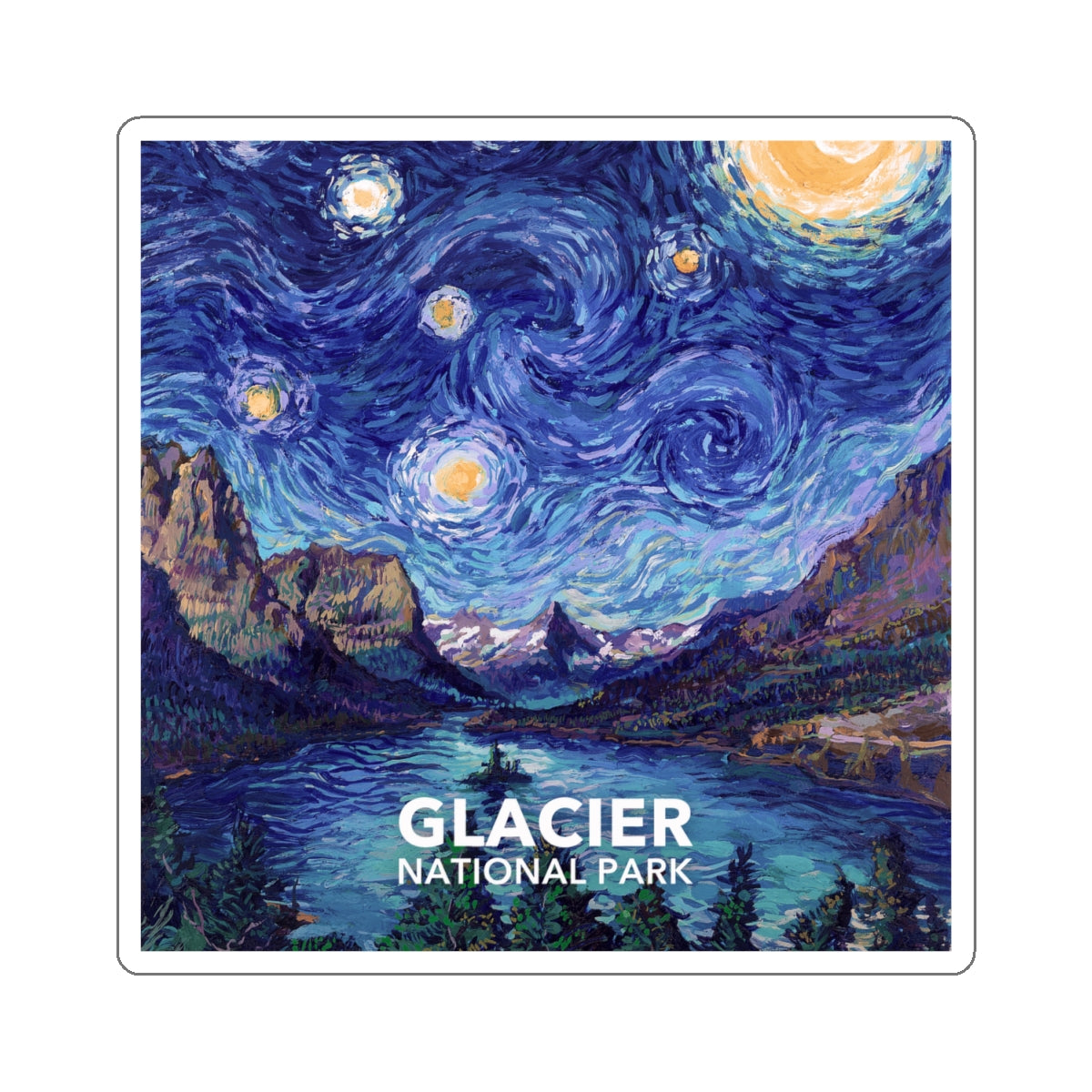 Glacier National Park Sticker - Starry Night
