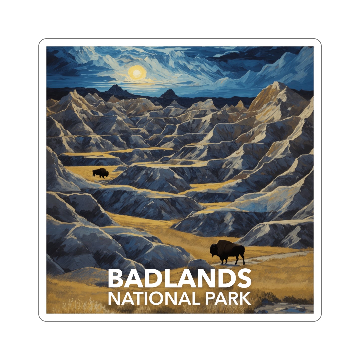 Badlands National Park Sticker - The Starry Night