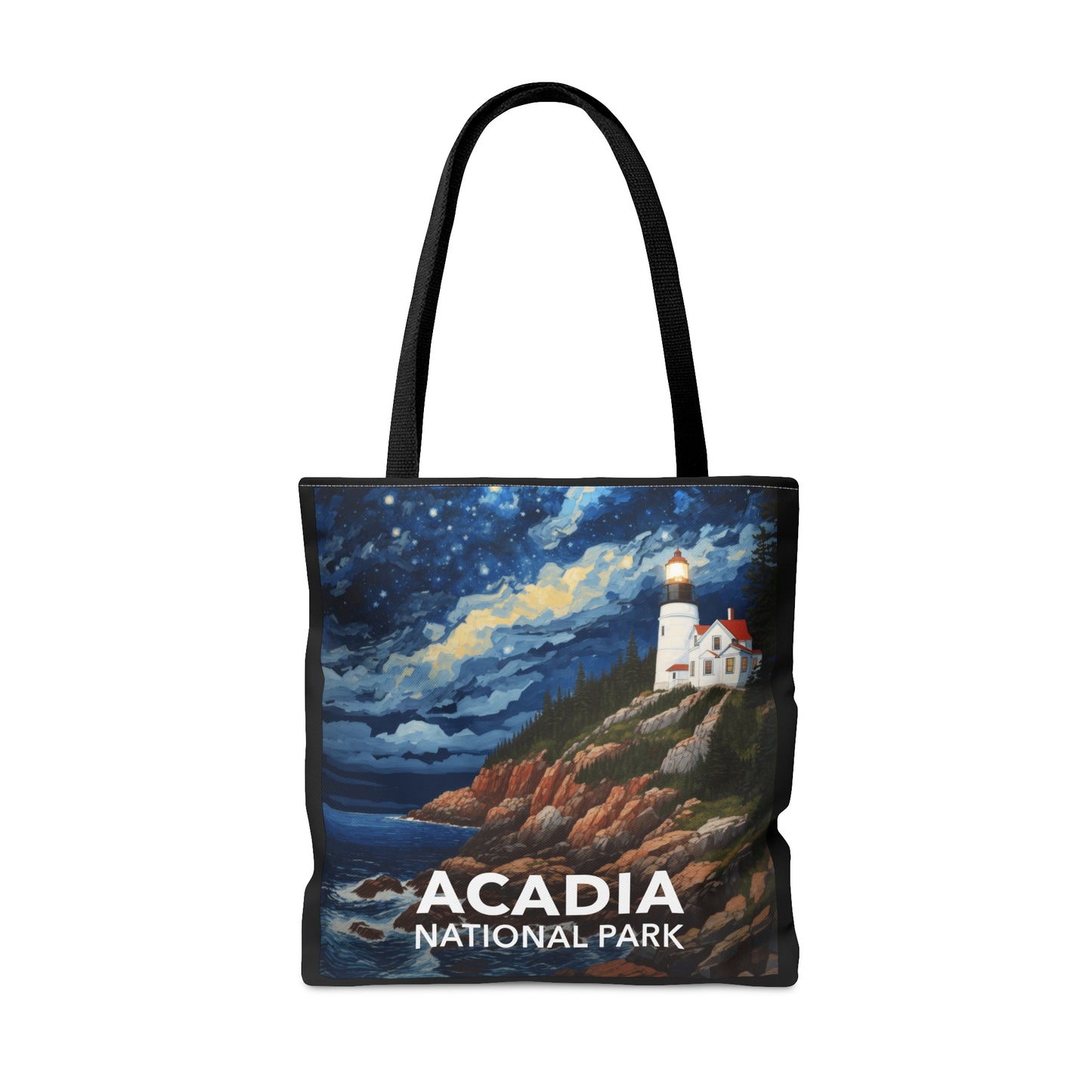 Acadia National Park Tote Bag - Starry Night Lighthouse