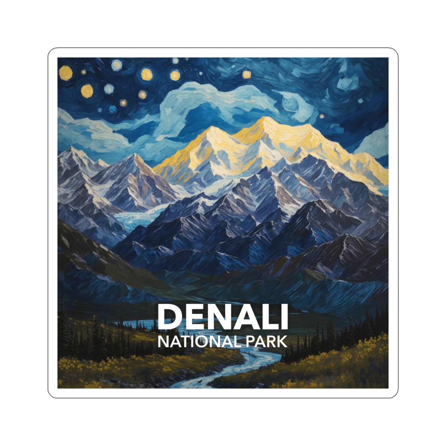 Denali National Park Sticker - The Starry Night