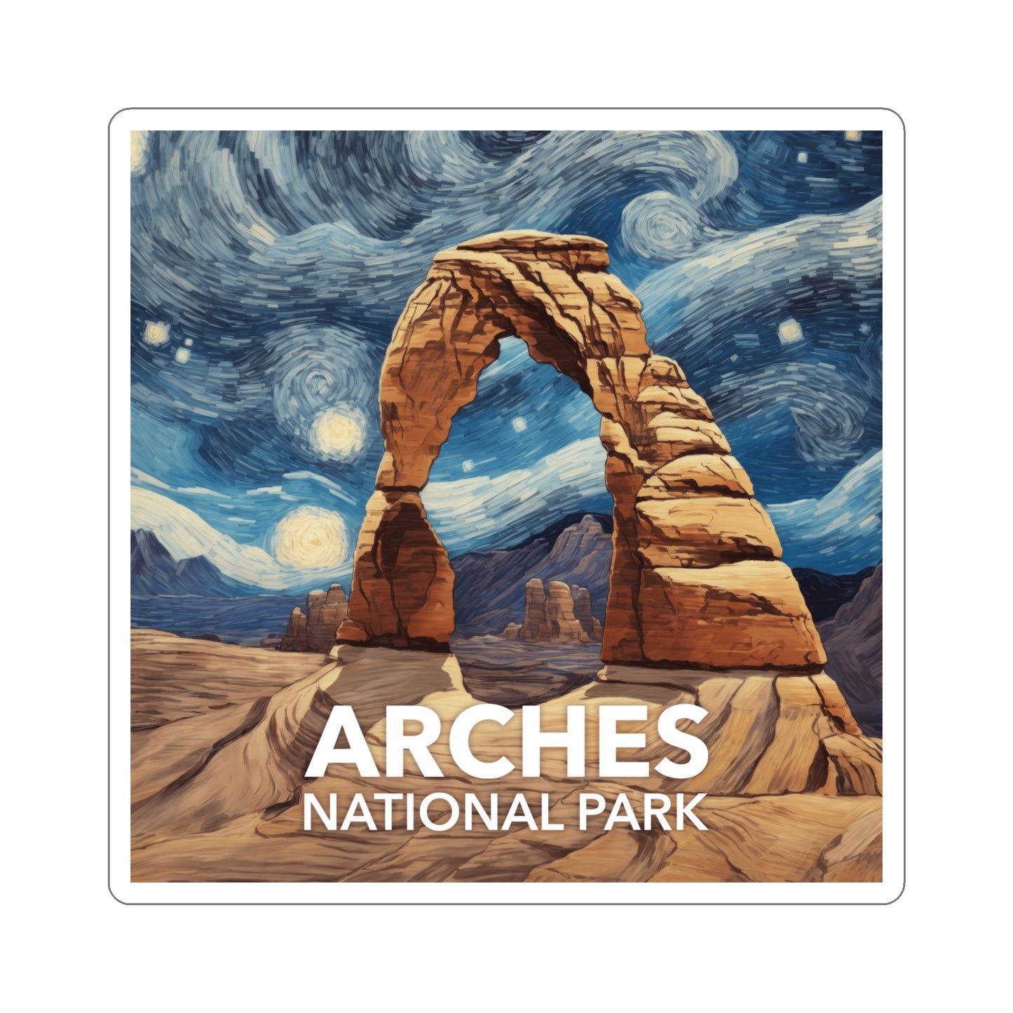 Arches National Park Sticker - The Starry Night