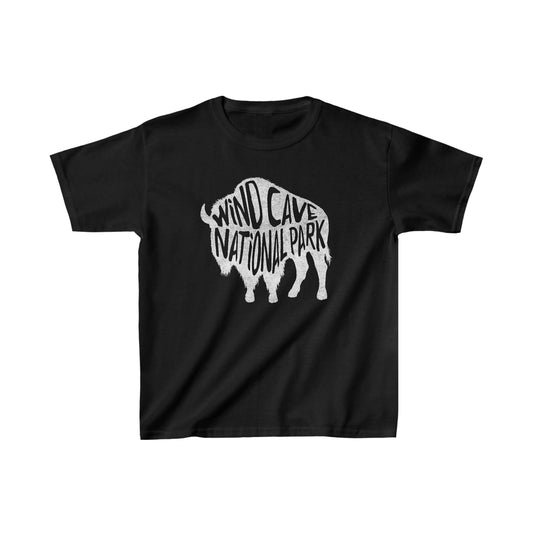 Wind Cave National Park Child T-Shirt - Bison Chunky Text