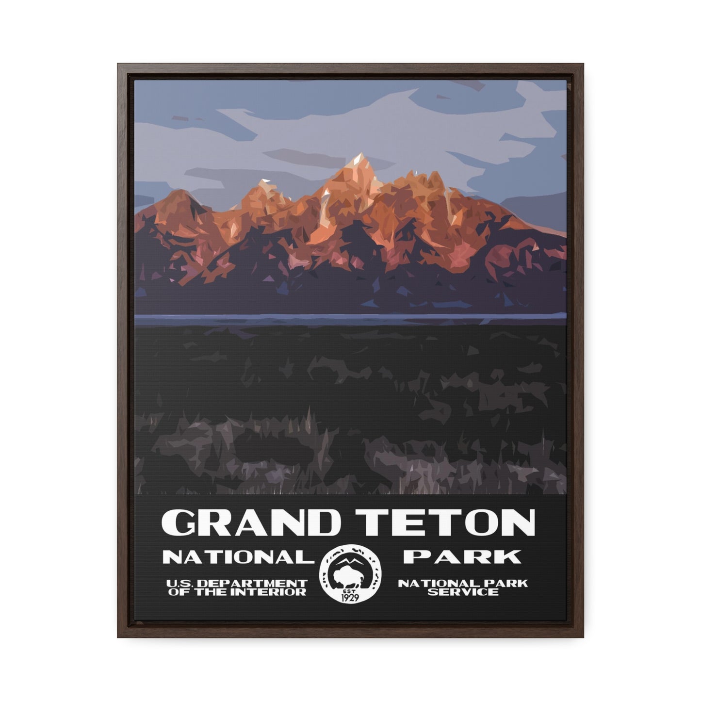 Grand Teton National Park Framed Canvas - WPA Poster