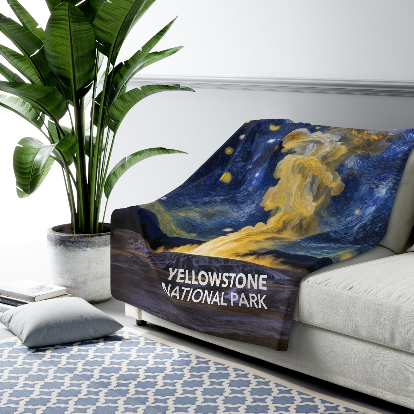 Yellowstone National Park Sherpa Blanket - The Starry Night