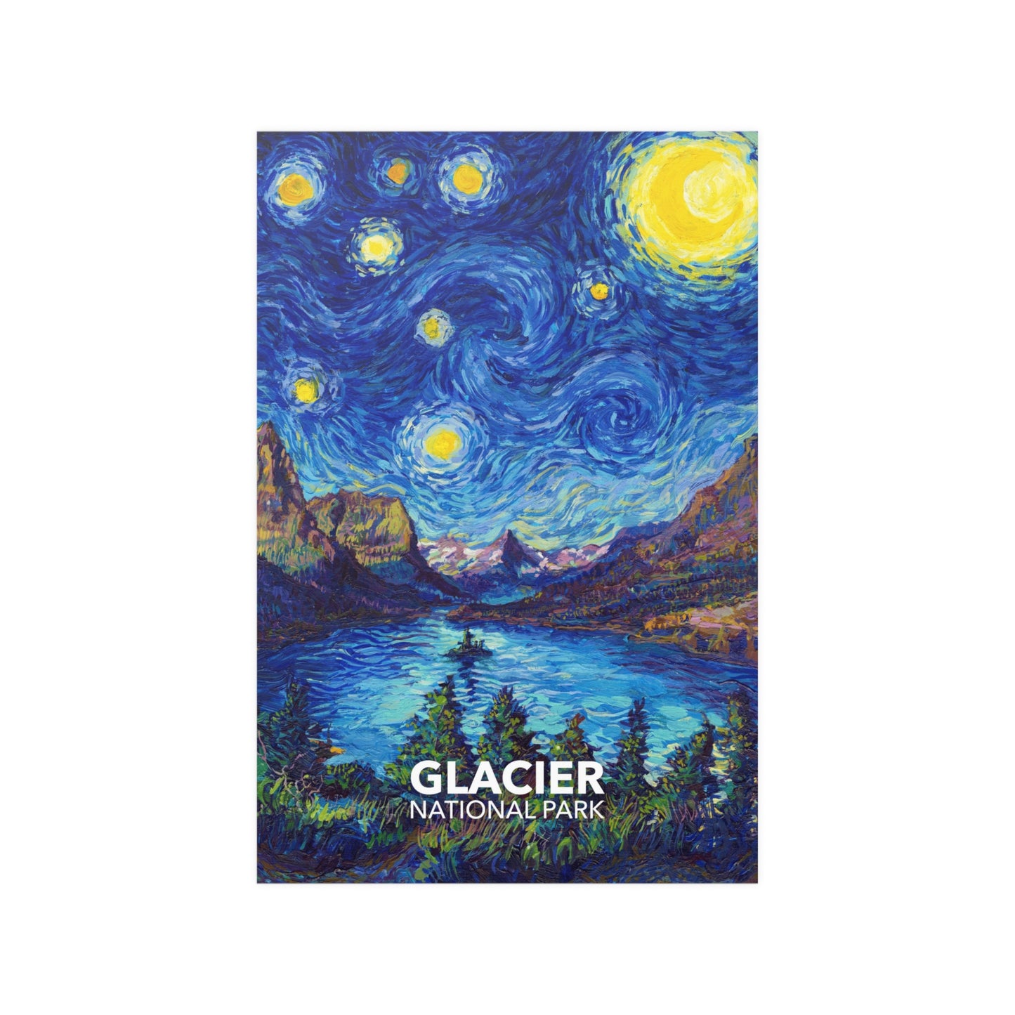 Glacier National Park Poster - Starry Night