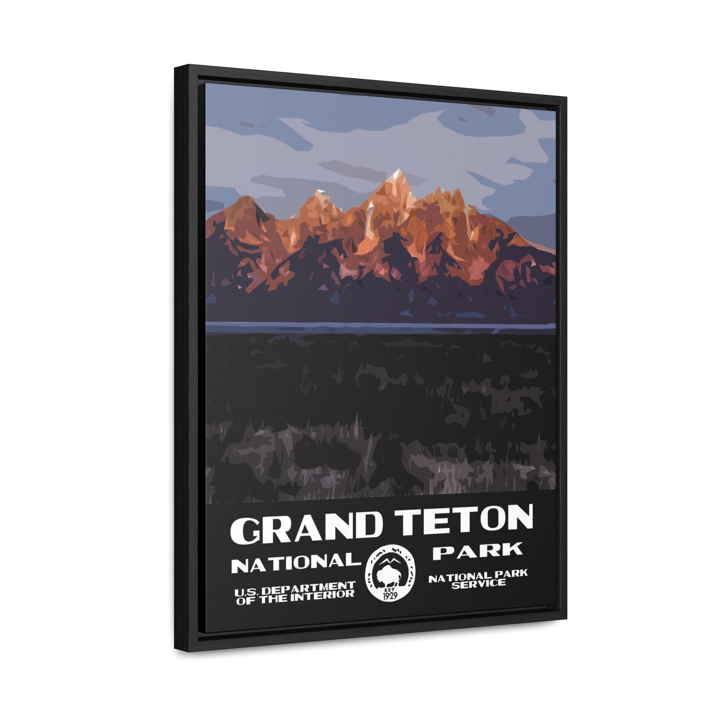 Grand Teton National Park Framed Canvas - WPA Poster