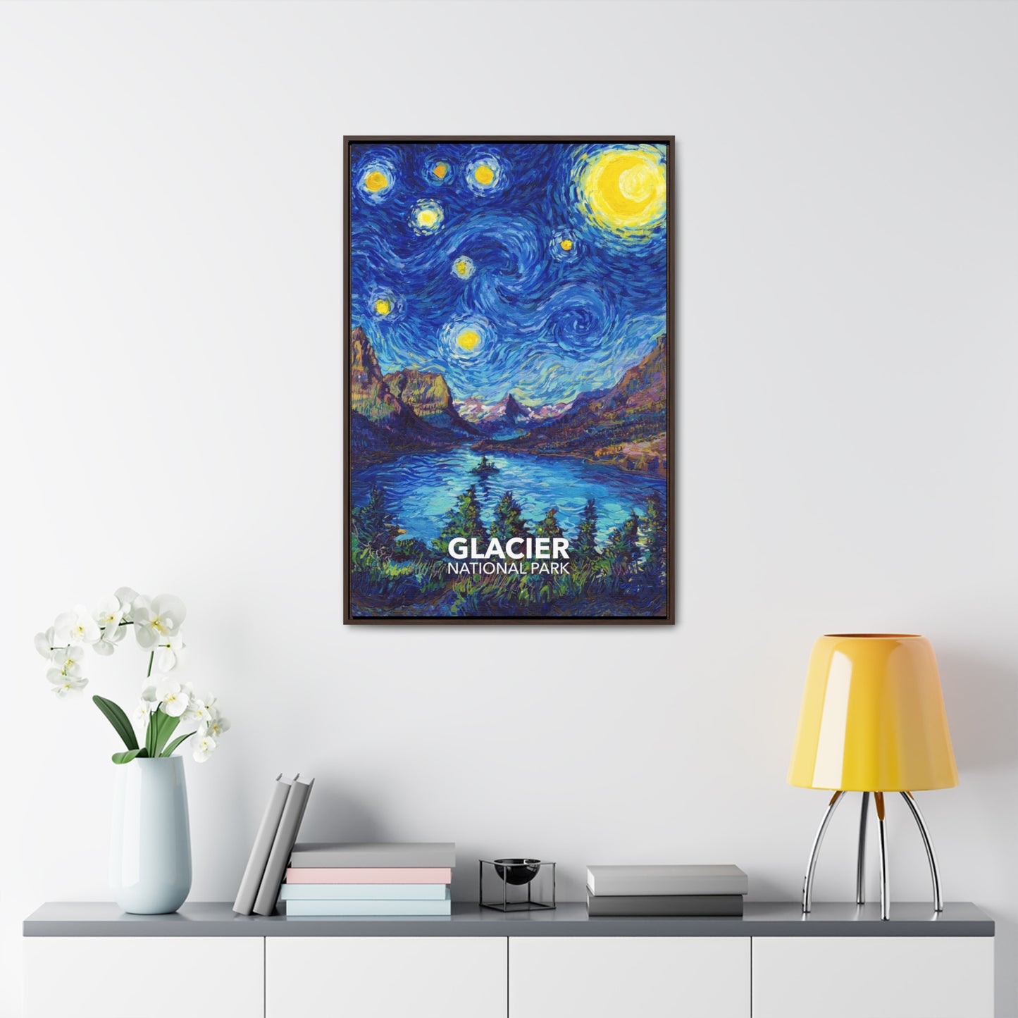 Glacier National Park Framed Canvas - The Starry Night