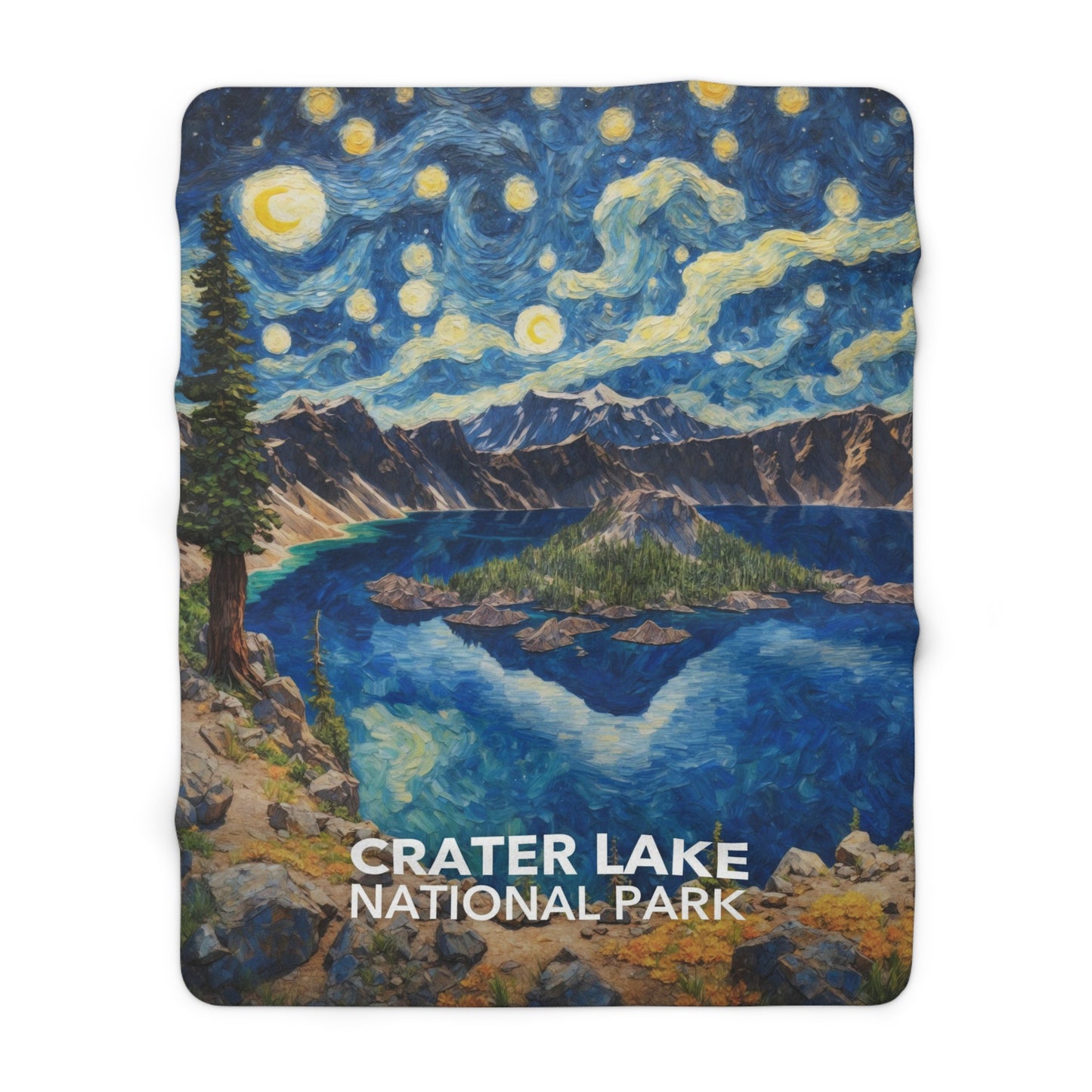 Crater Lake National Park Sherpa Blanket - The Starry Night