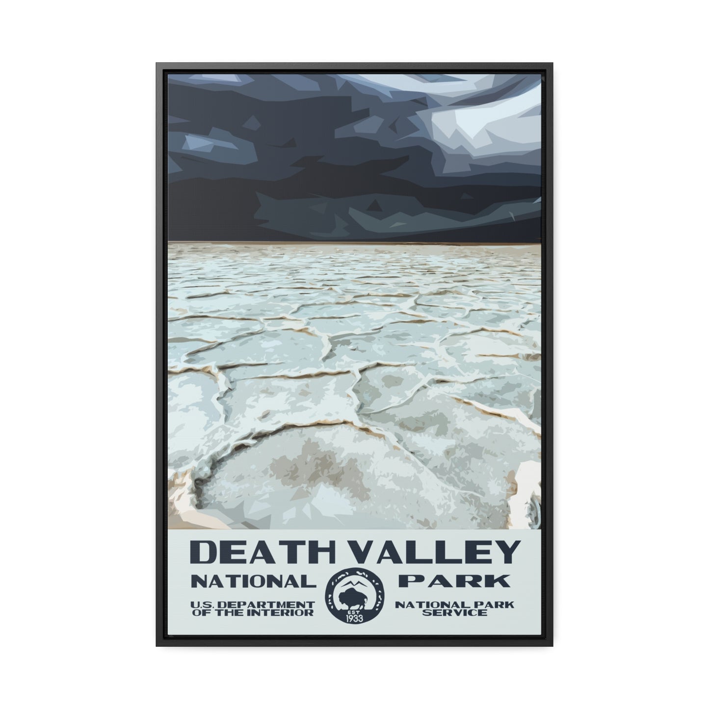 Death Valley National Park Framed Canvas - WPA Poster Badwater Basin
