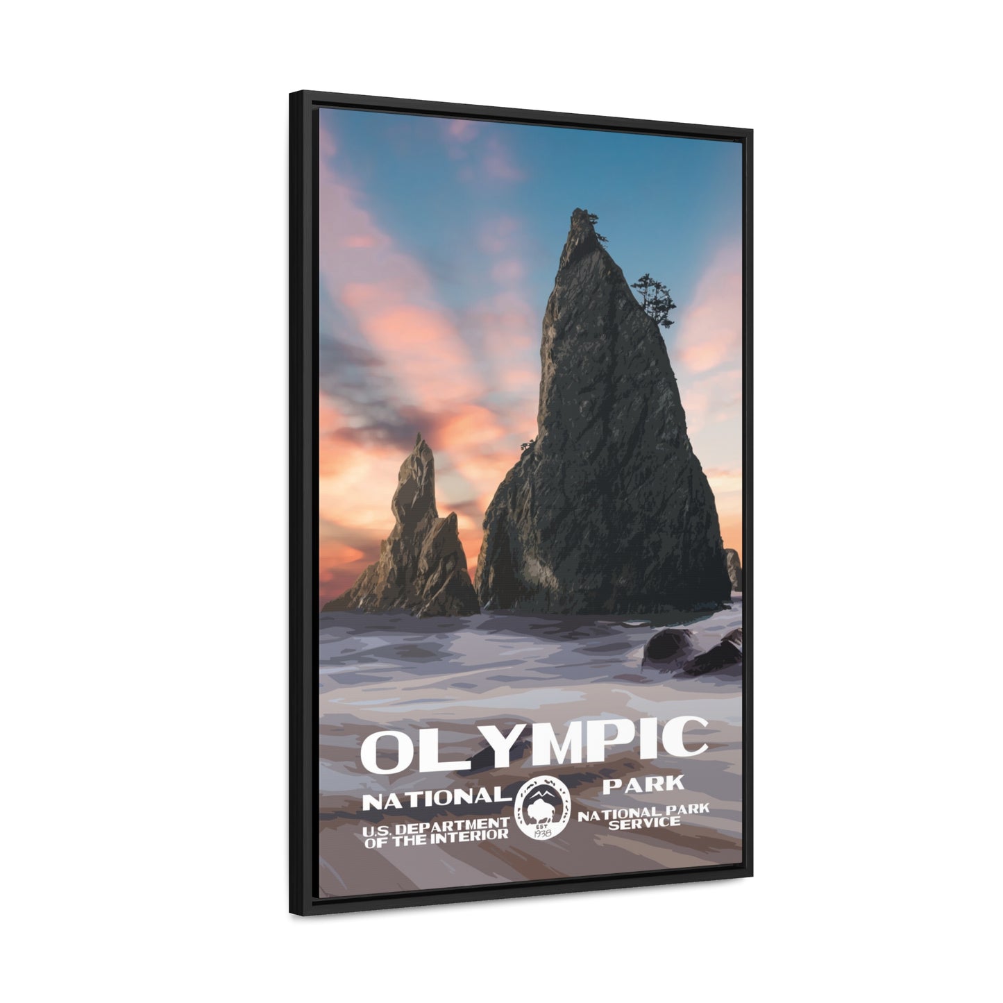 Olympic National Park Framed Canvas - WPA Poster