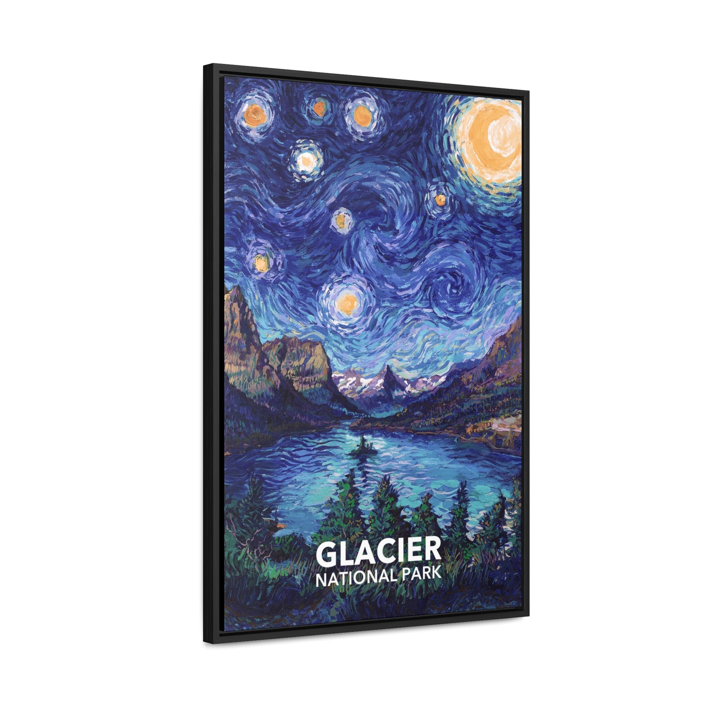 Glacier National Park Framed Canvas - The Starry Night