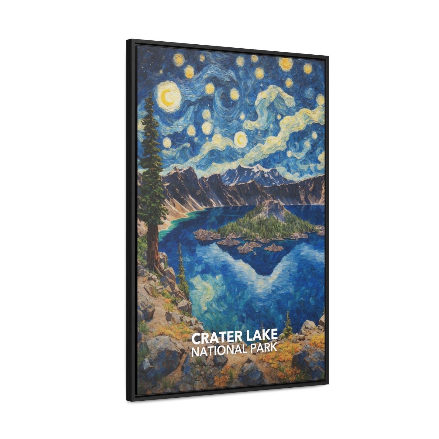 Crater Lake National Park Framed Canvas - The Starry Night