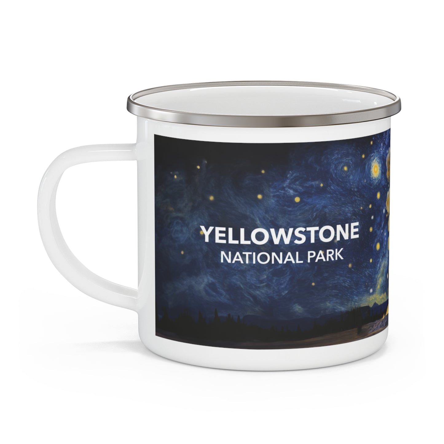 Yellowstone National Park Camping Mug - Old Faithful Starry Night