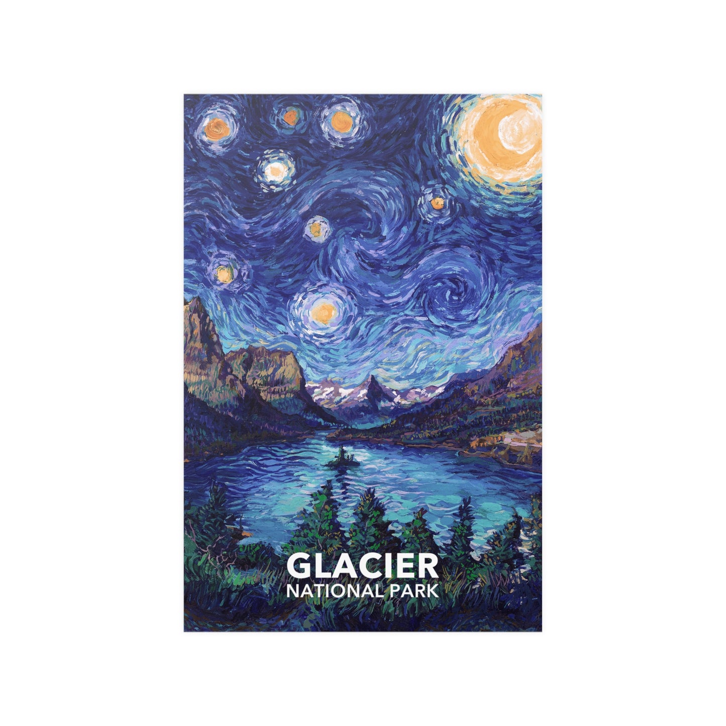 Glacier National Park Poster - Starry Night