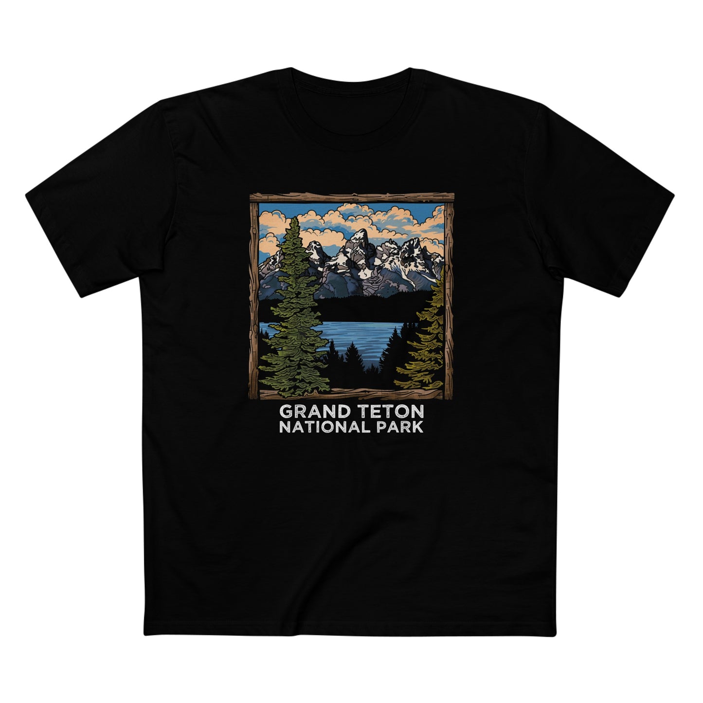 Grand Teton National Park T-Shirt - Wood Frame Design