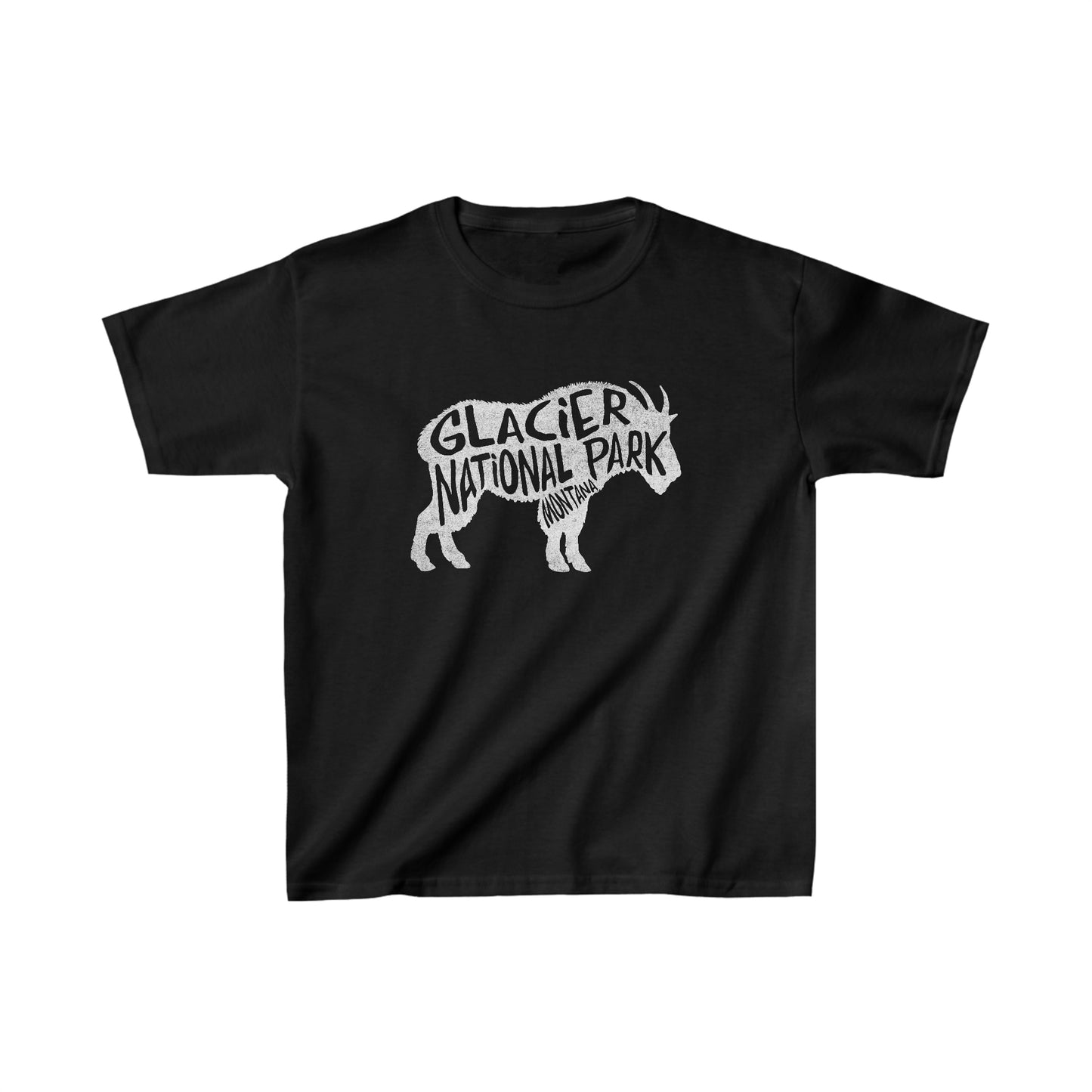 Glacier National Park Child T-Shirt - Mountain Goat Chunky Text