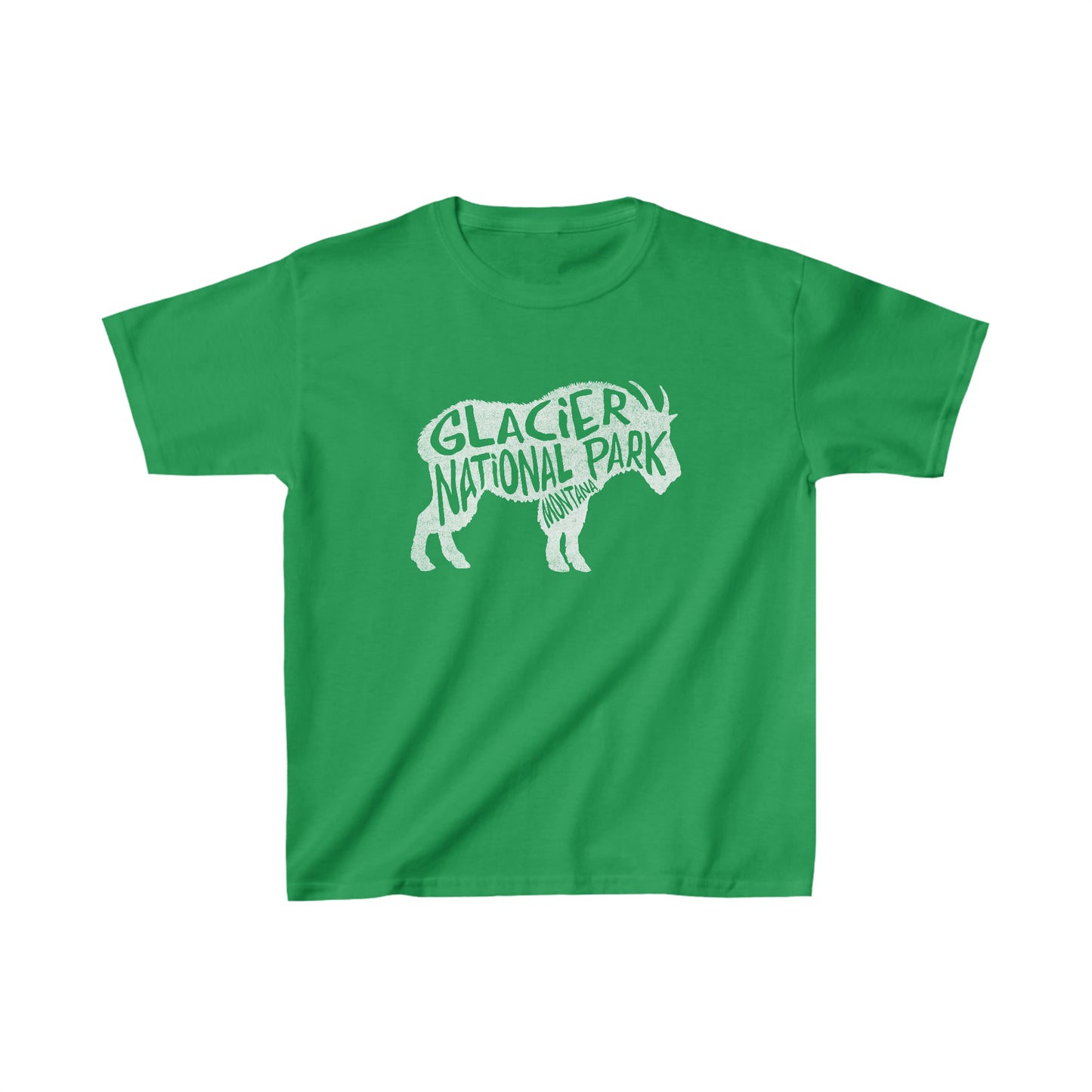 Glacier National Park Child T-Shirt - Mountain Goat Chunky Text