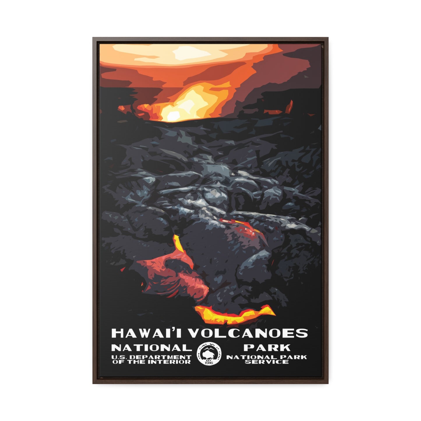 Hawaii Volcanoes National Park Framed Canvas - WPA Poster