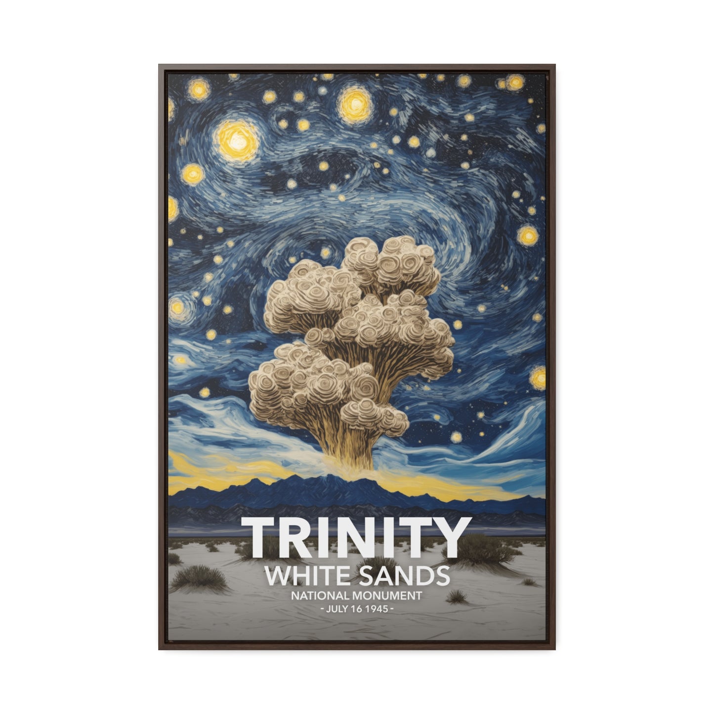 White Sands National Monument Framed Canvas - The Starry Night Trinity Test