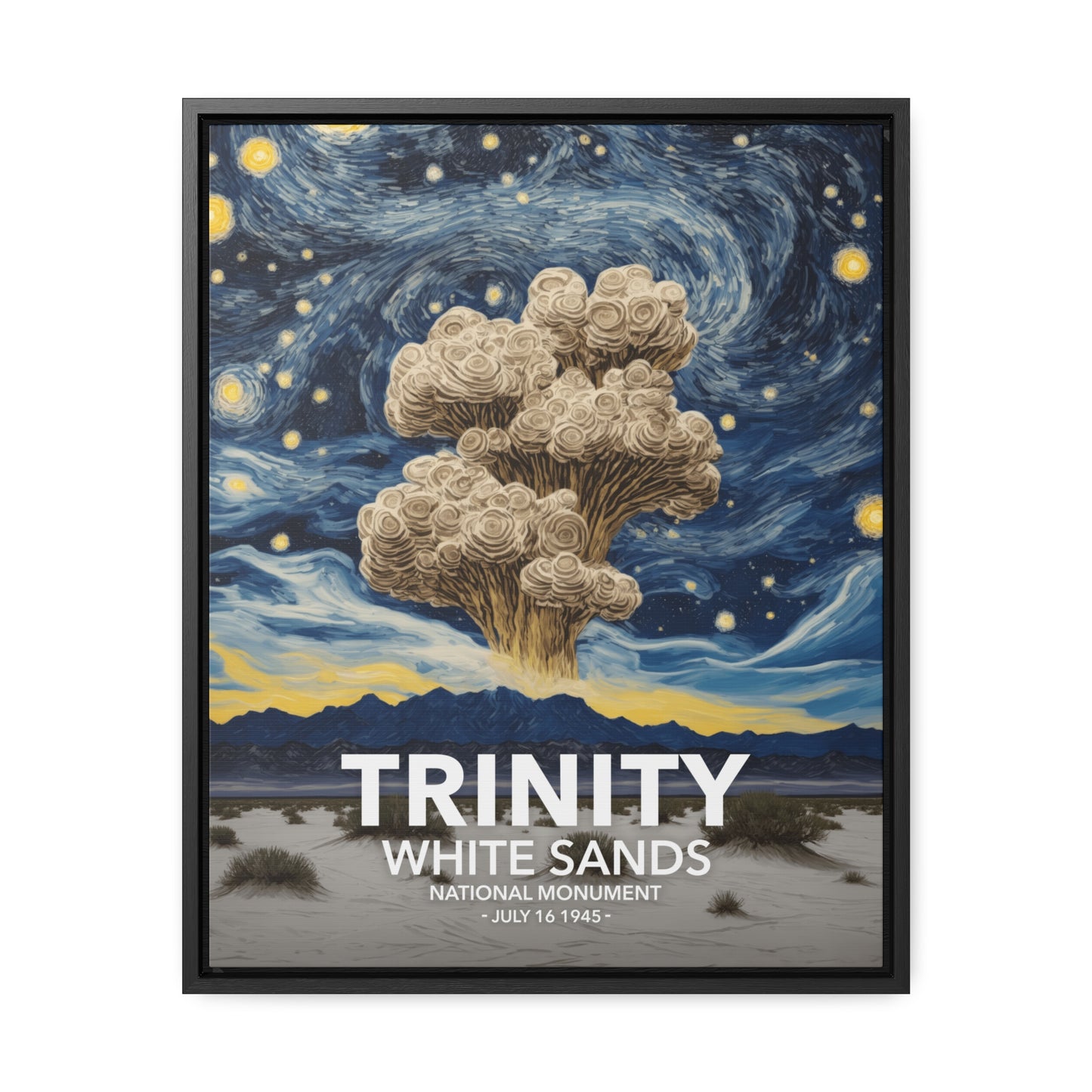 White Sands National Monument Framed Canvas - The Starry Night Trinity Test