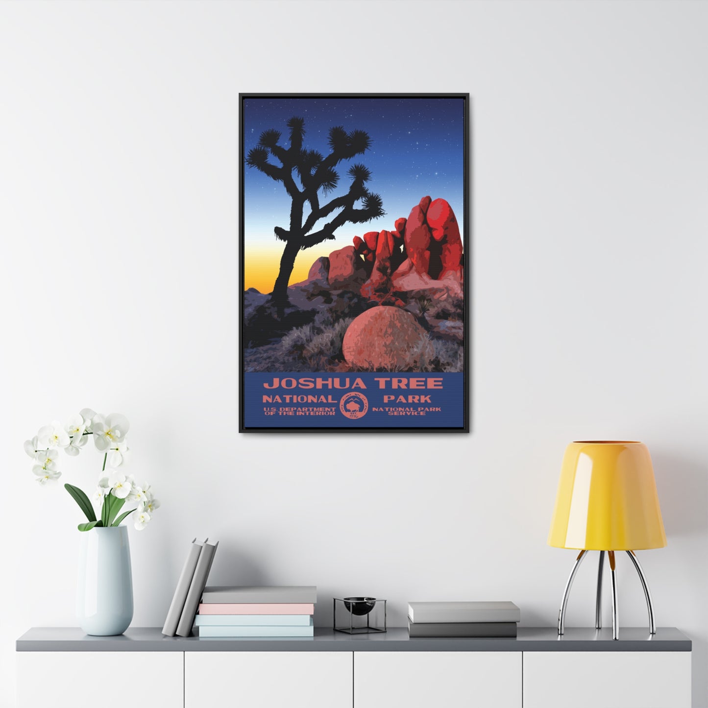 Joshua Tree National Park Framed Canvas - WPA Poster Sunset
