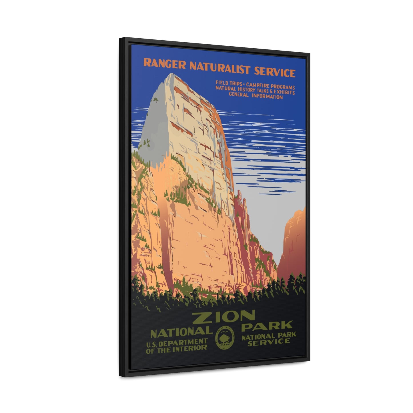Zion National Park Framed Canvas - WPA Poster