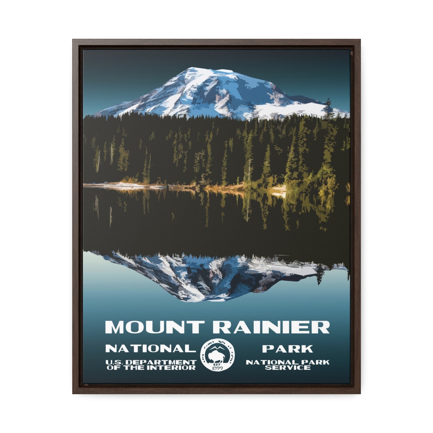 Mount Rainier National Park Framed Canvas - WPA Poster