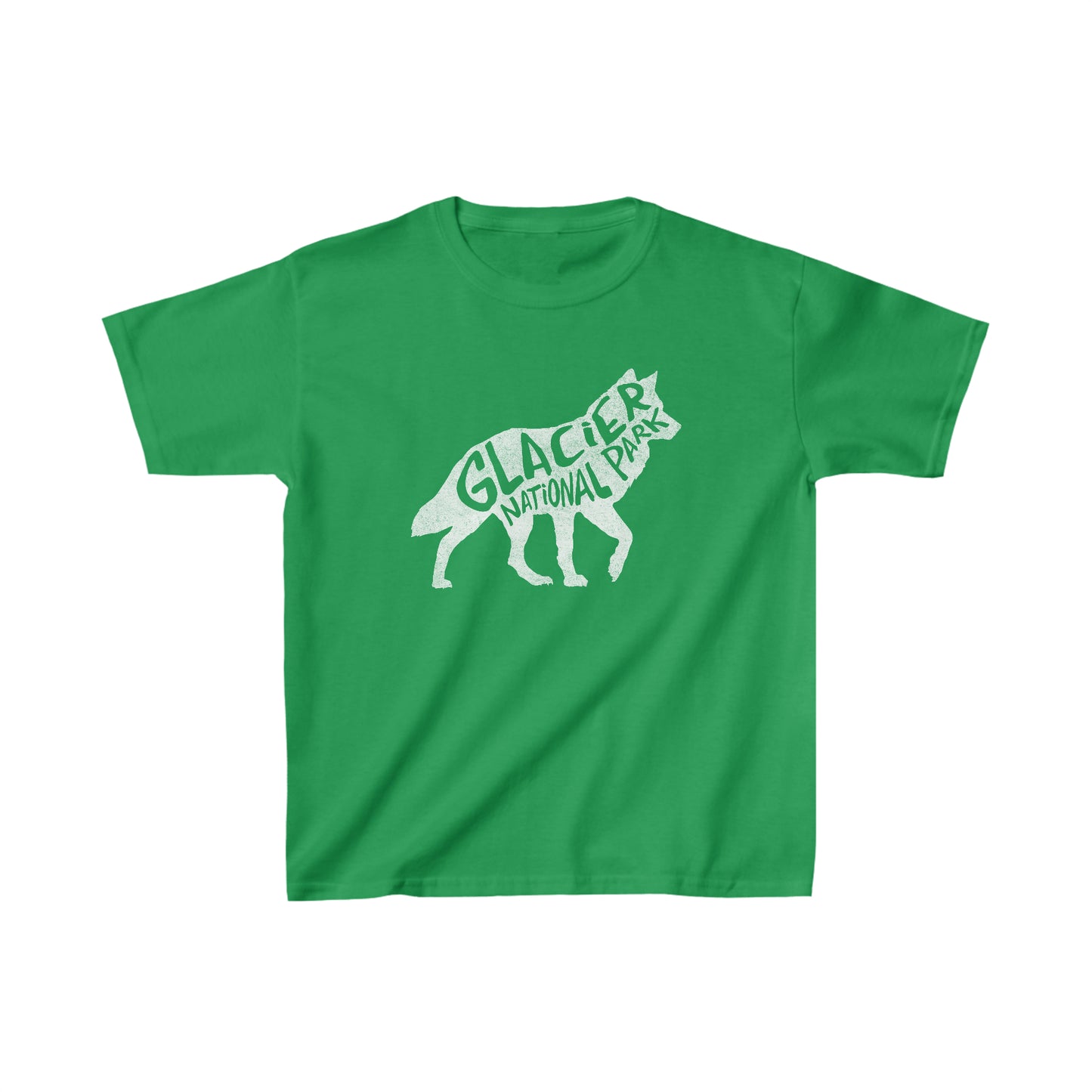 Glacier National Park Child T-Shirt - Wolf Chunky Text