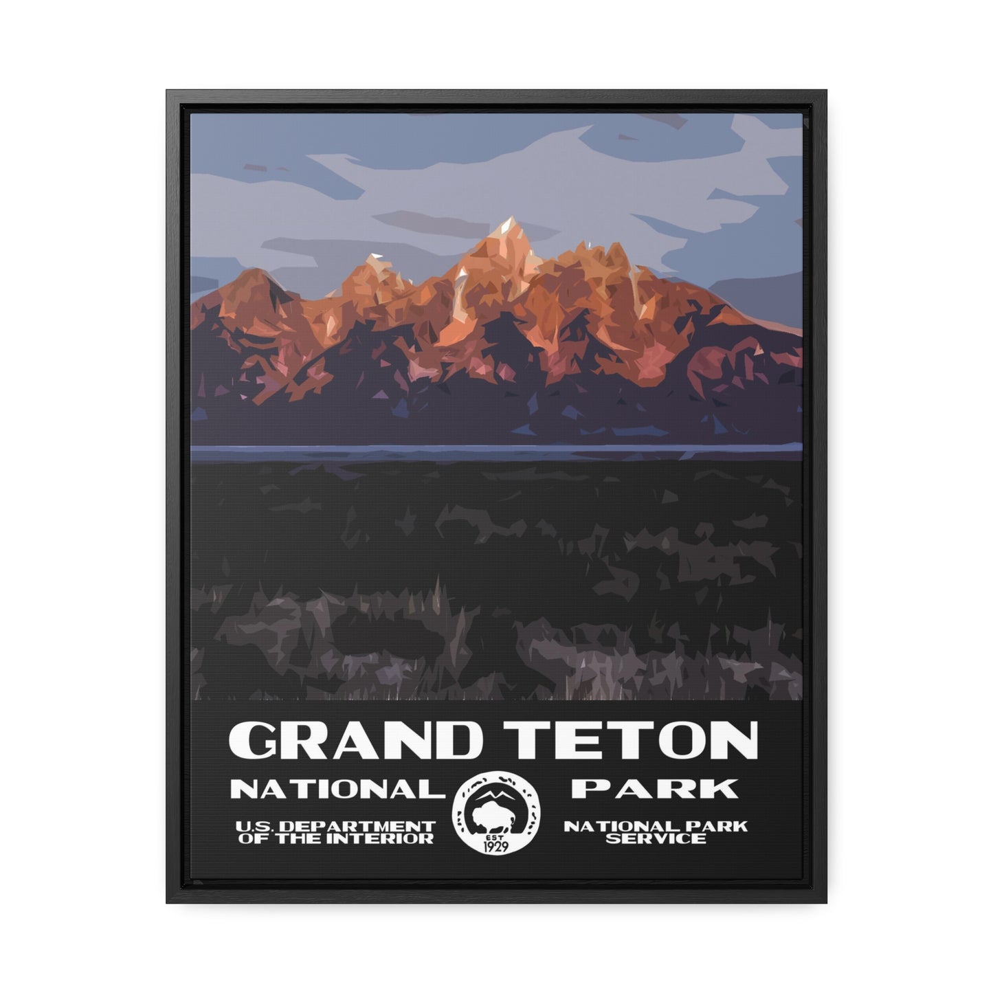 Grand Teton National Park Framed Canvas - WPA Poster
