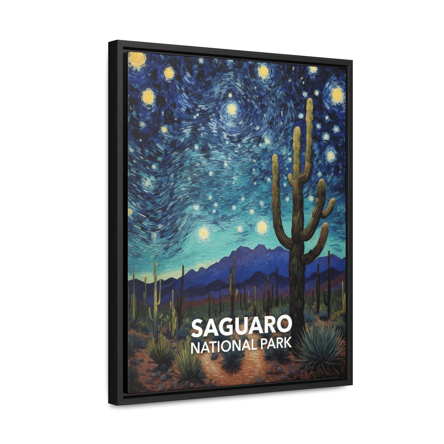 Saguaro National Park Framed Canvas - The Starry Night