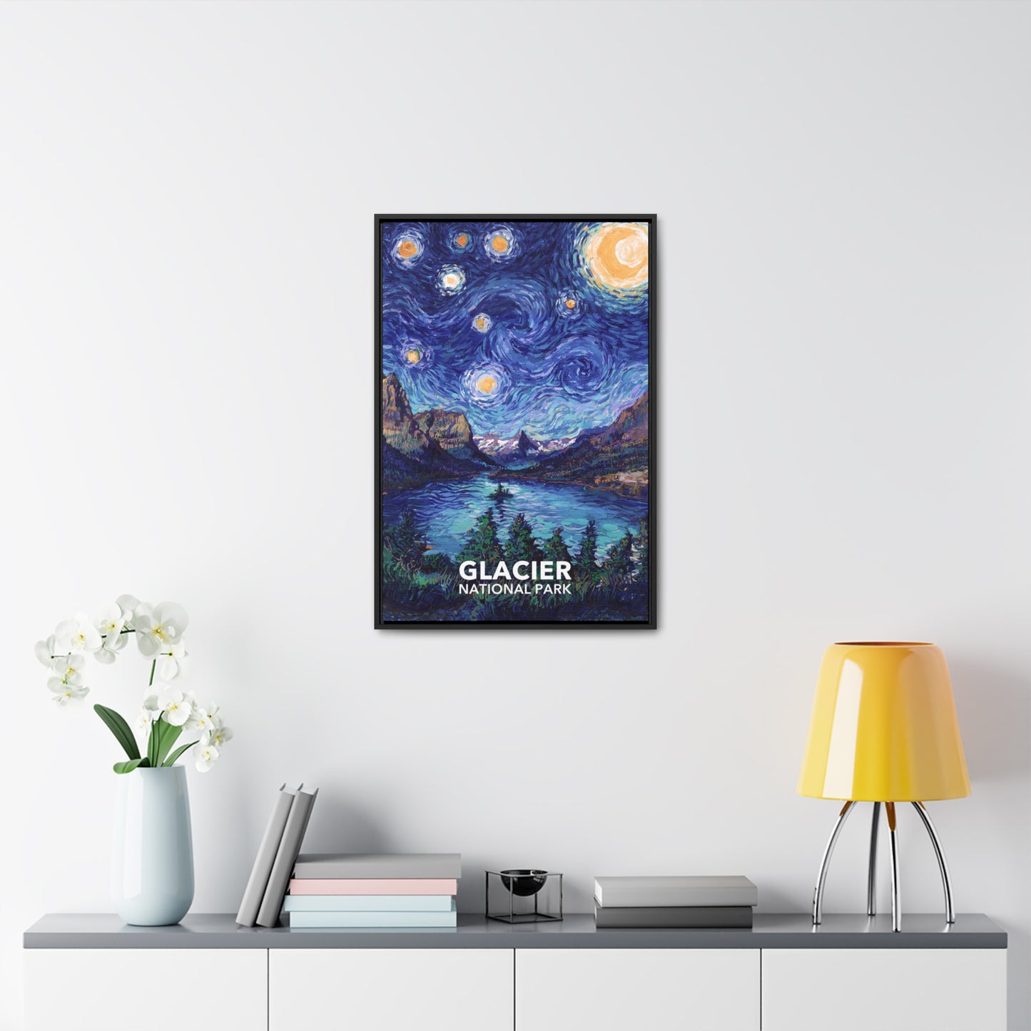 Glacier National Park Framed Canvas - The Starry Night