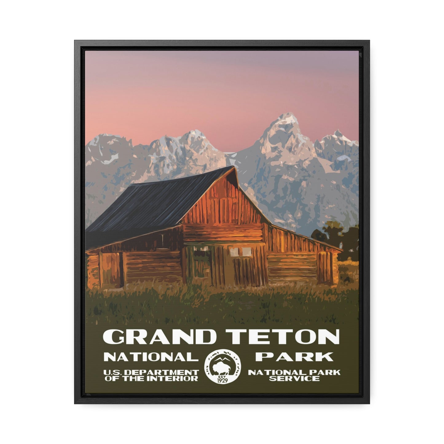 Grand Teton National Park Framed Canvas - WPA Poster Barn
