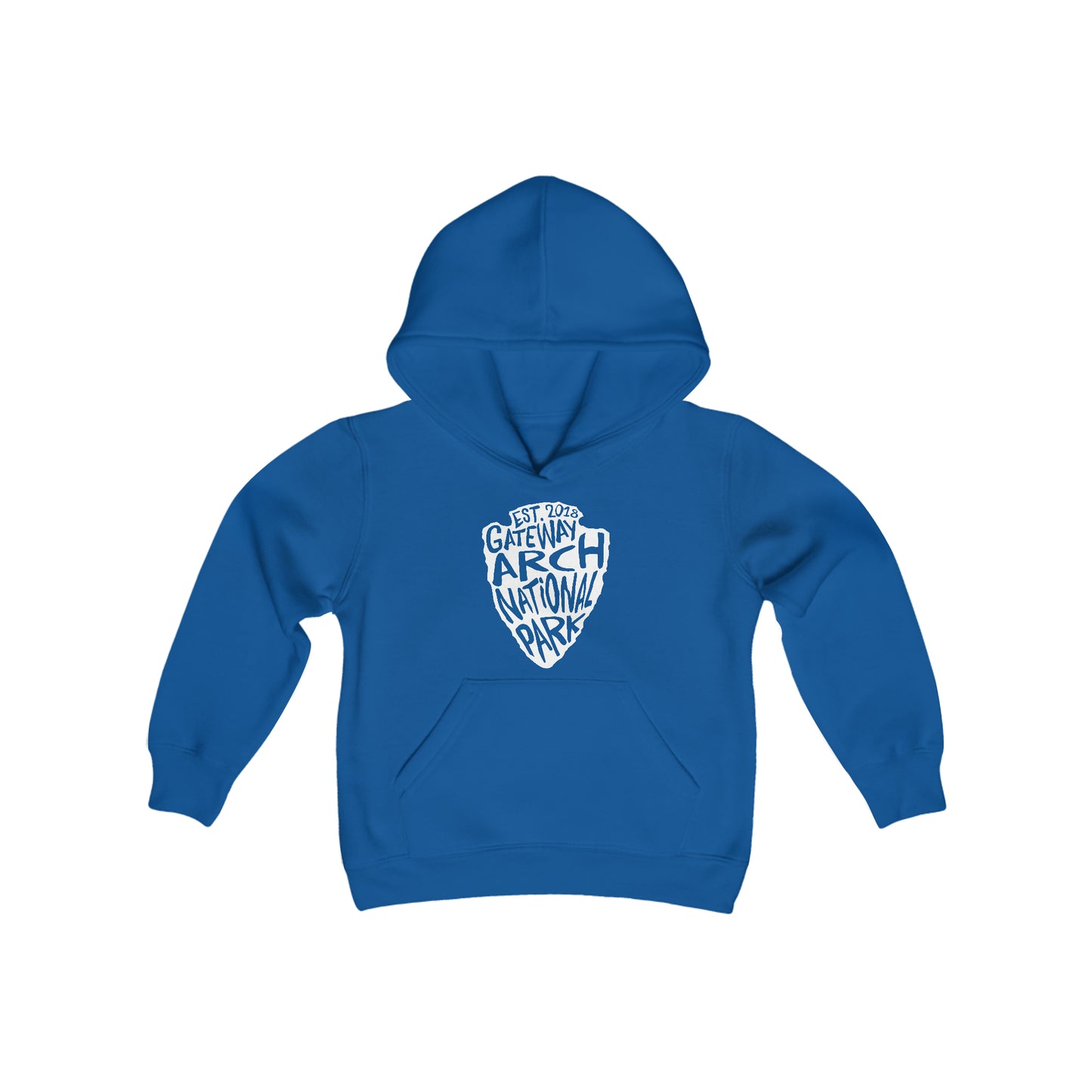Gateway Arch National Park Kids Hoodie - Arrowhead Chunky Text