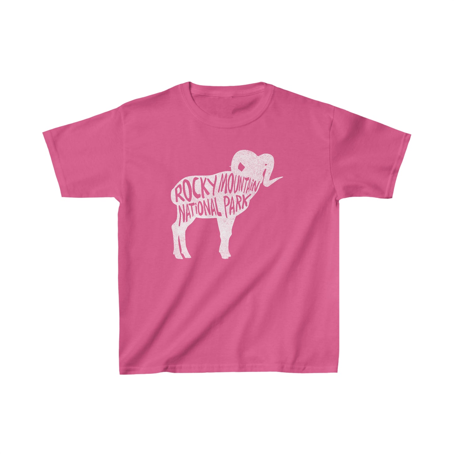 Rocky Mountain National Park Child T-Shirt - Bighorn Sheep Chunky Text