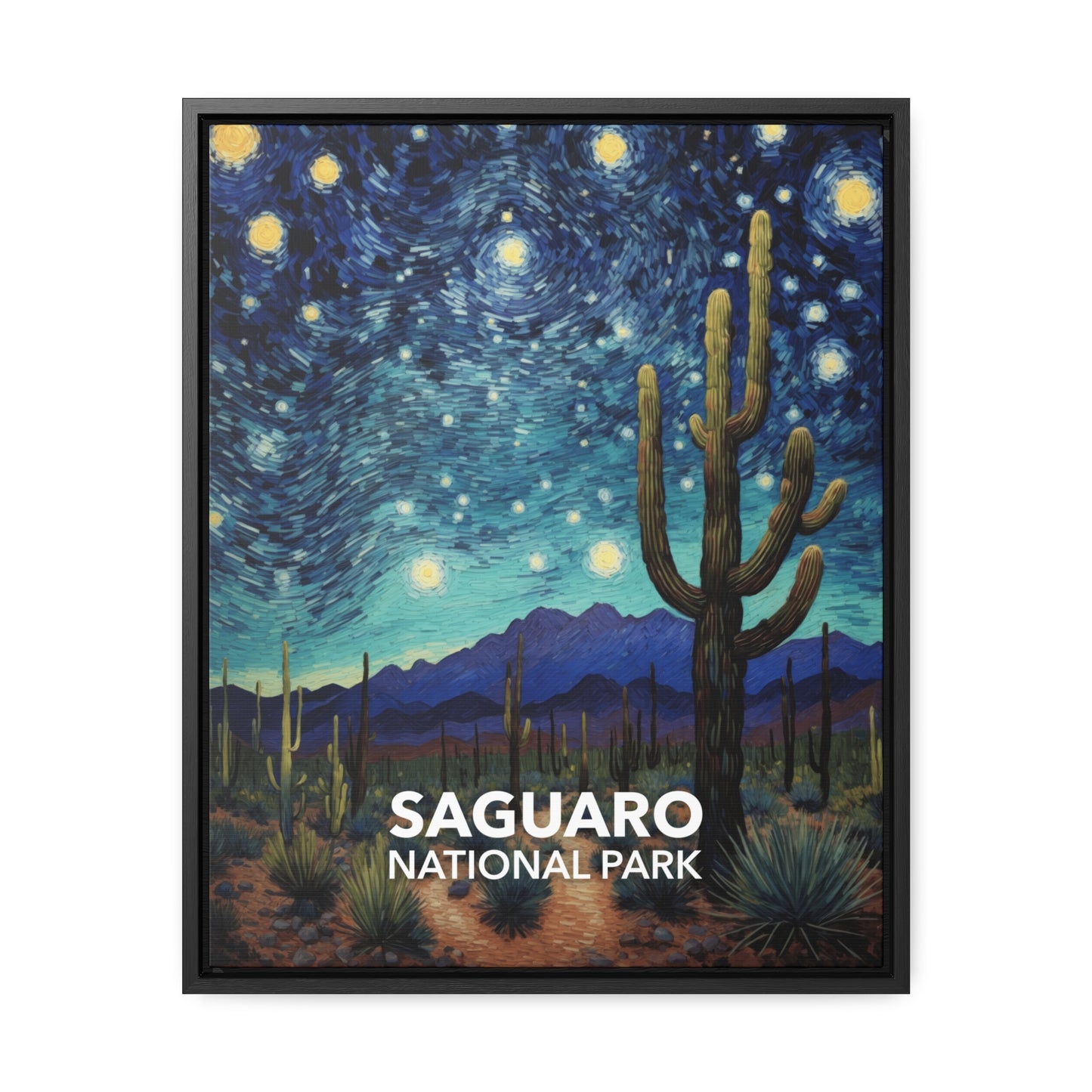 Saguaro National Park Framed Canvas - The Starry Night