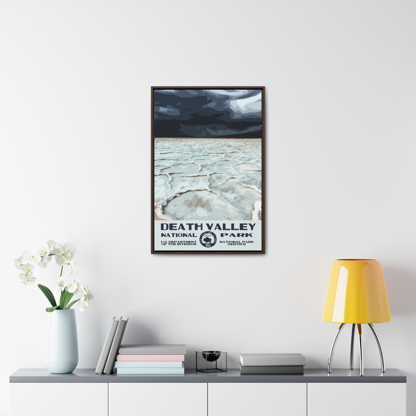 Death Valley National Park Framed Canvas - WPA Poster Badwater Basin
