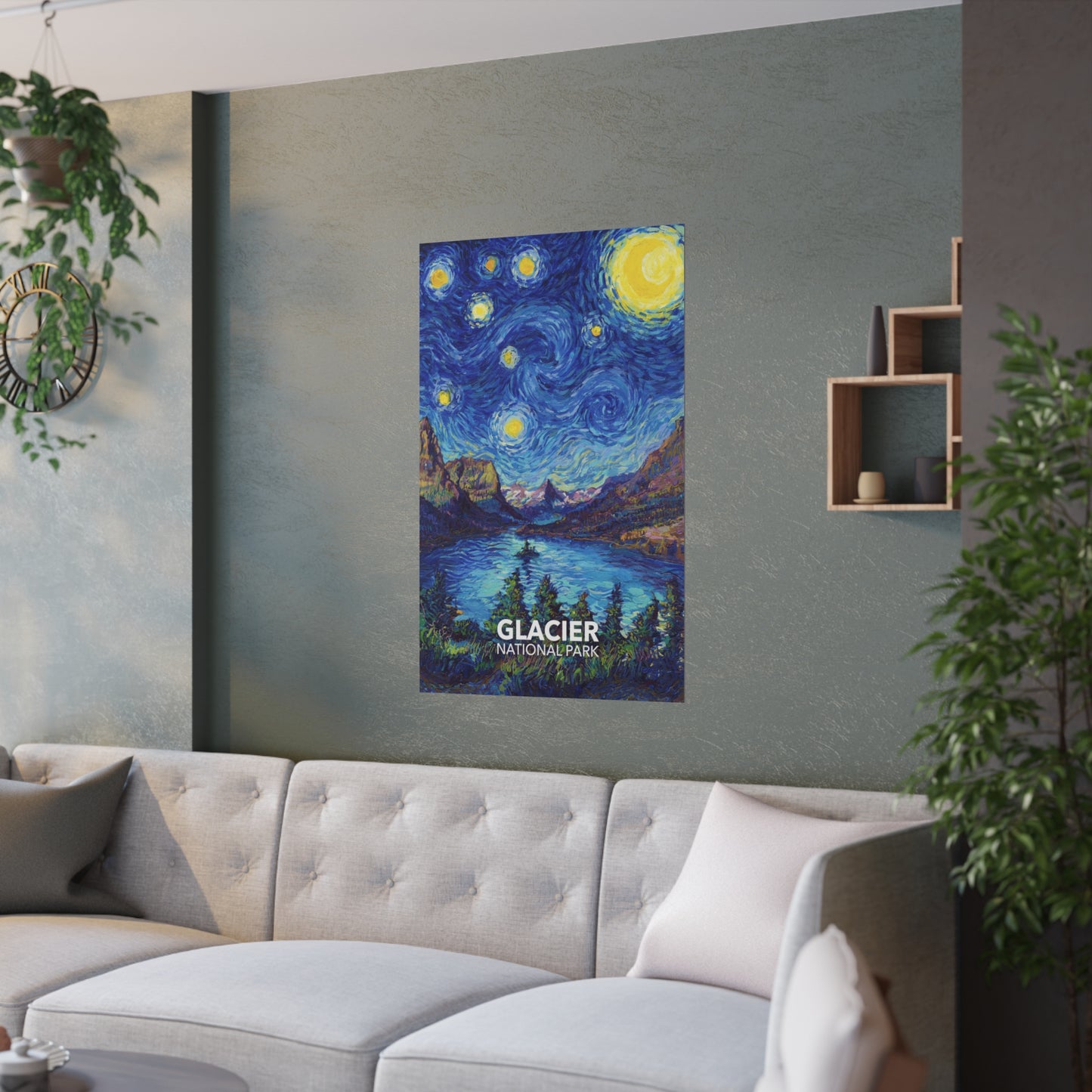 Glacier National Park Poster - Starry Night