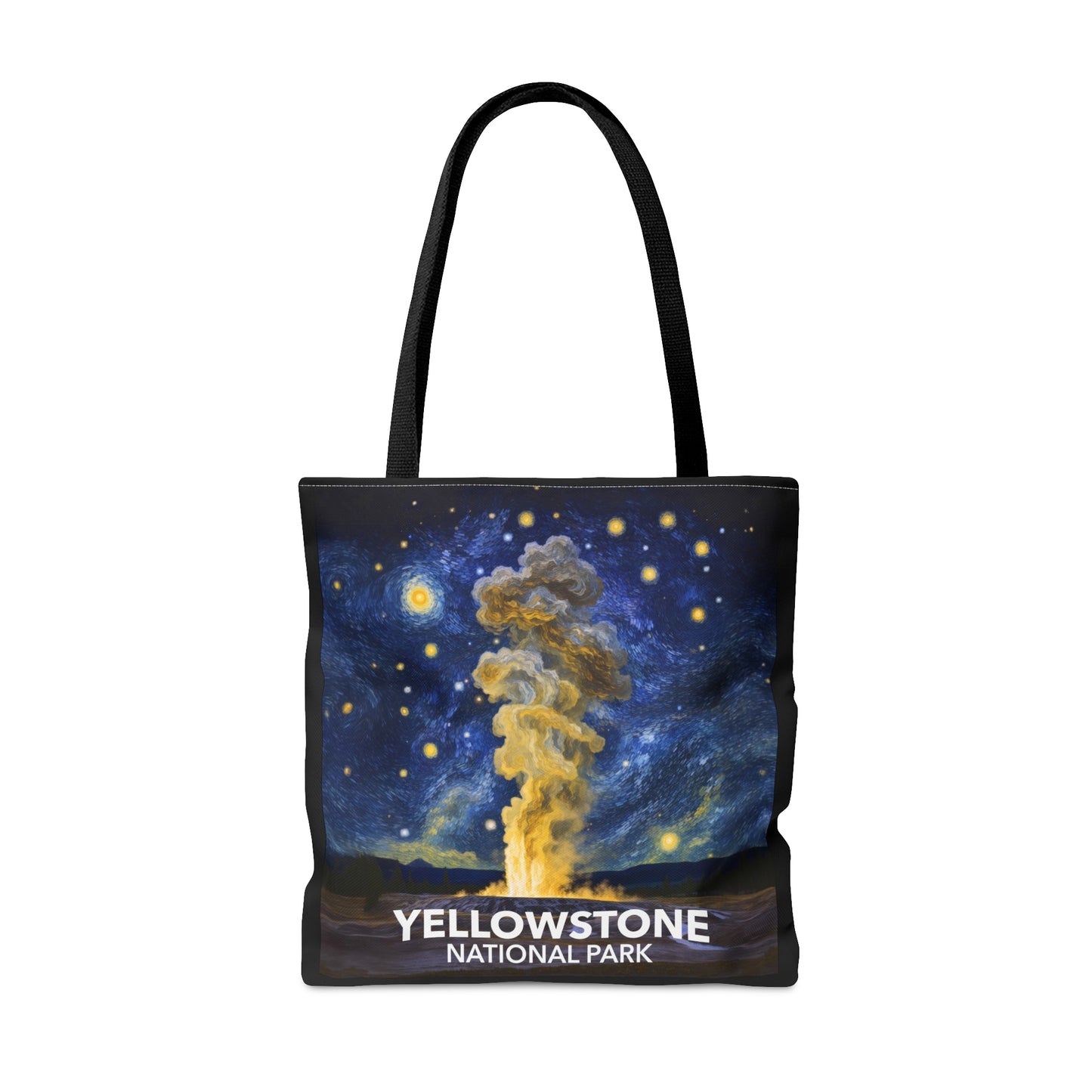 Yellowstone National Park Tote Bag - Old Faithful Starry Night