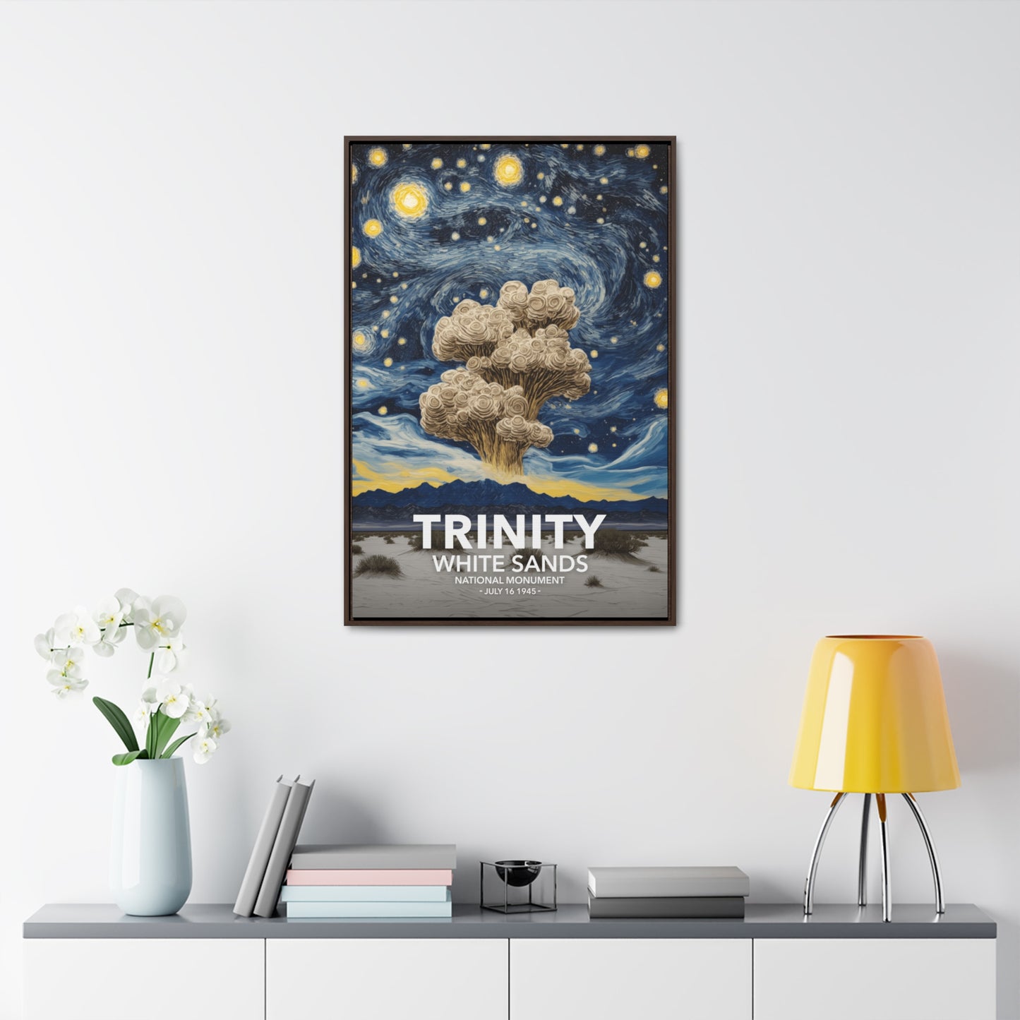 White Sands National Monument Framed Canvas - The Starry Night Trinity Test