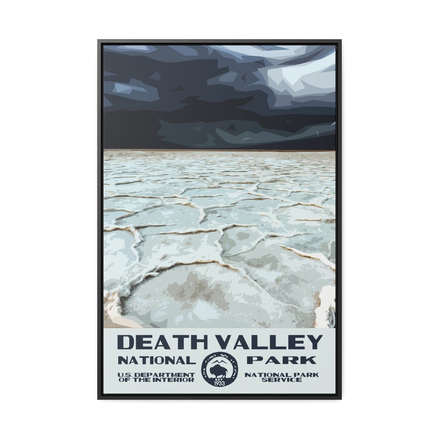 Death Valley National Park Framed Canvas - WPA Poster Badwater Basin