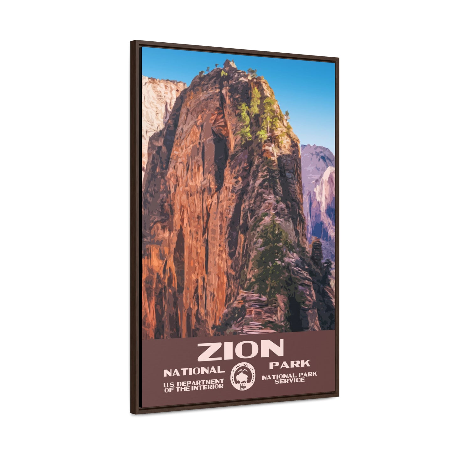 Zion National Park Framed Canvas - WPA Poster