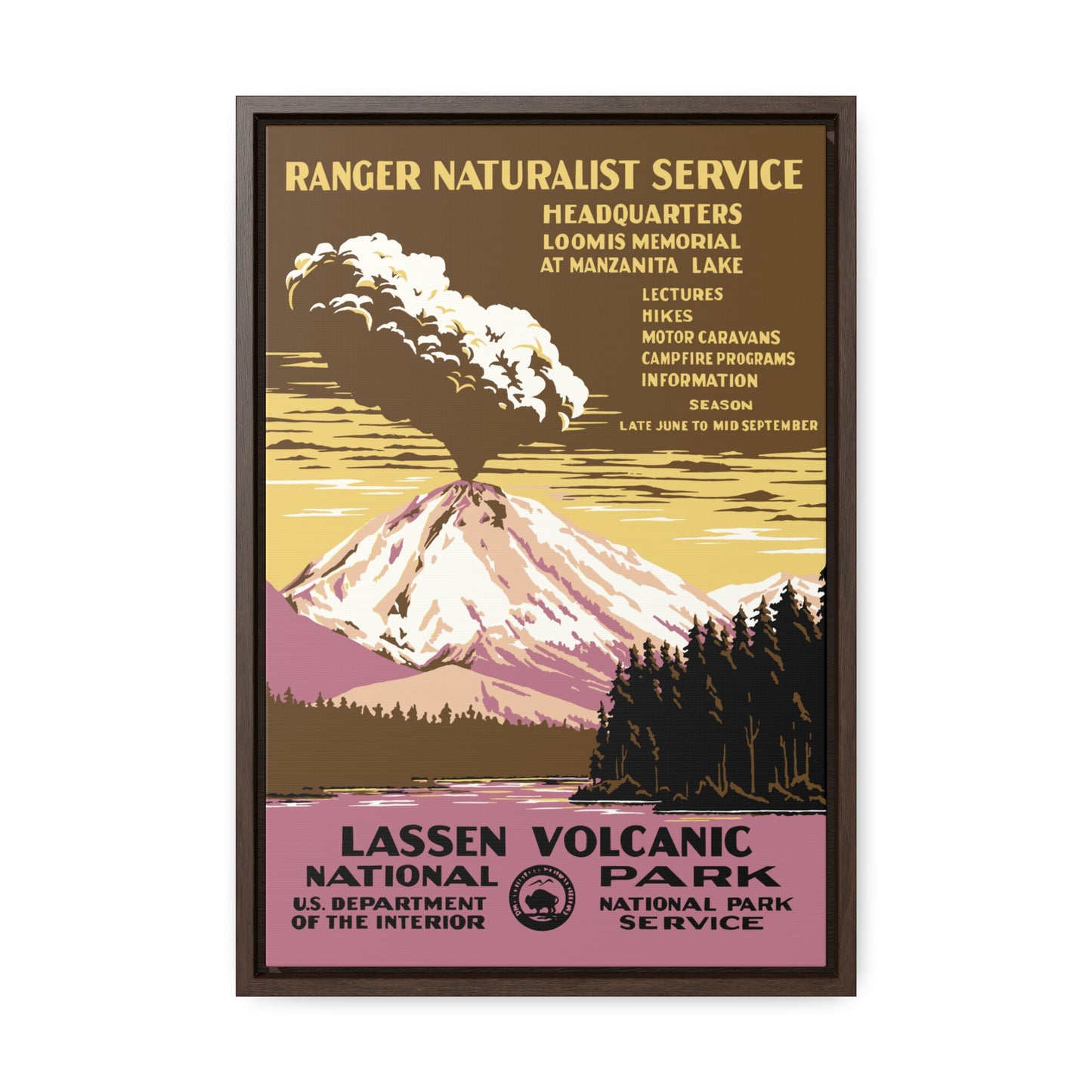 Lassen Volcanic National Park Framed Canvas - WPA Poster