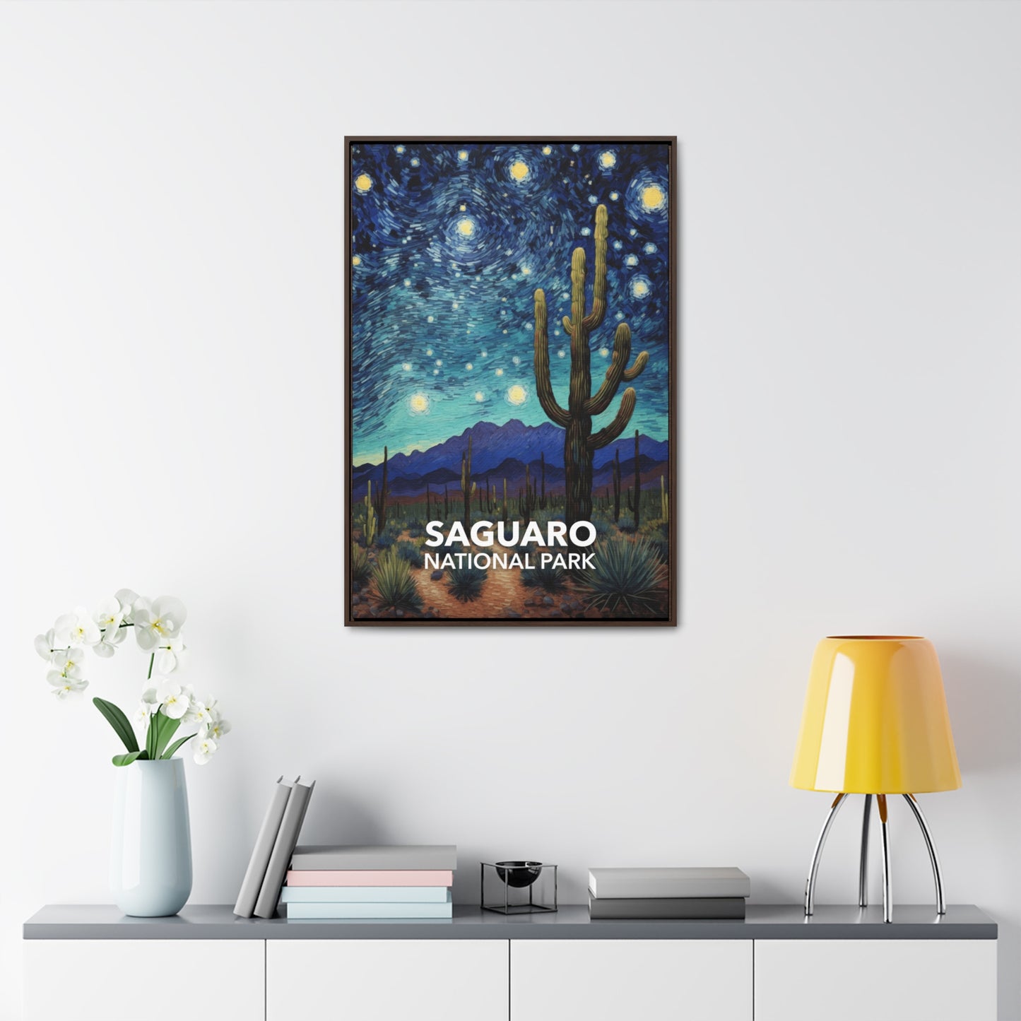 Saguaro National Park Framed Canvas - The Starry Night