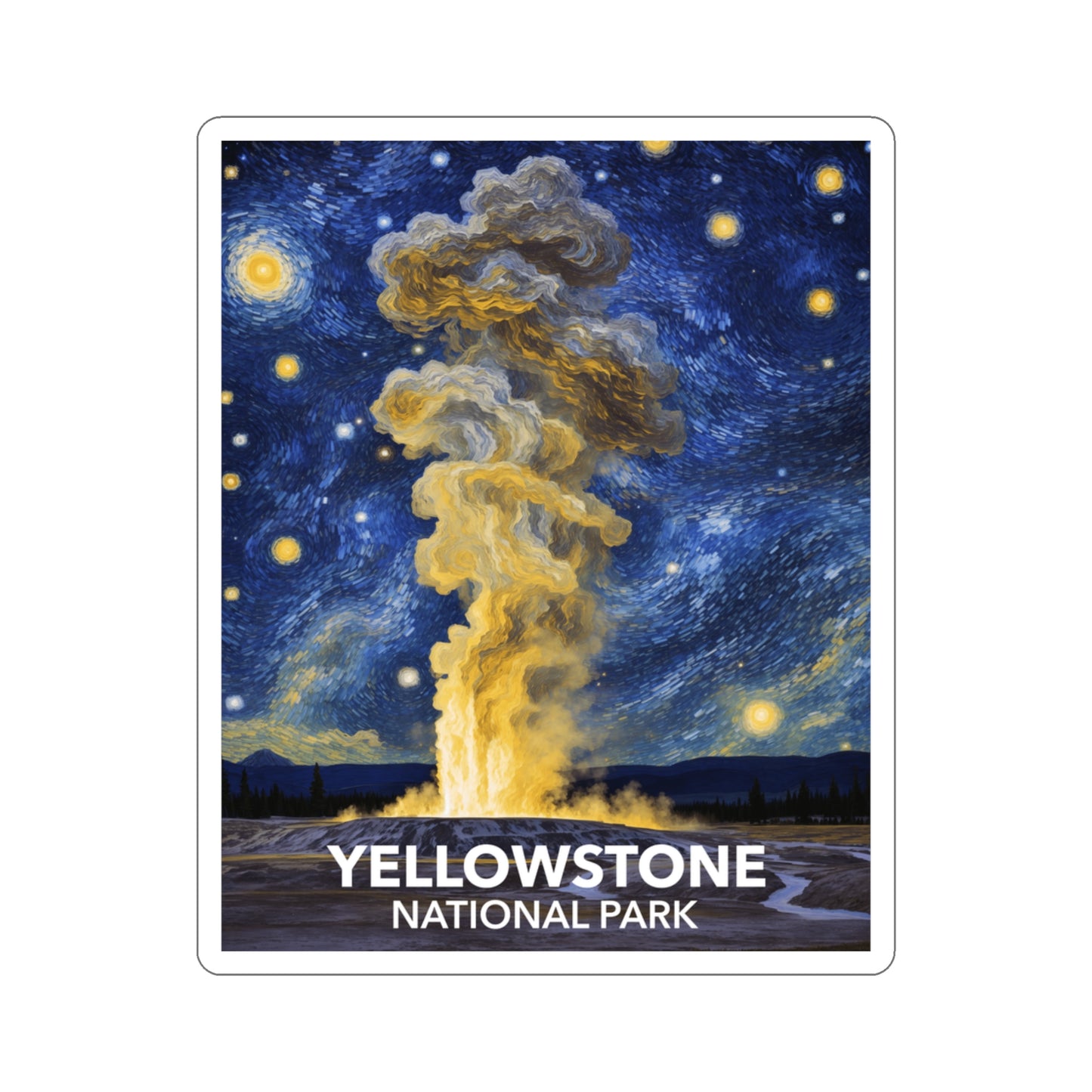 Yellowstone National Park Sticker - Old Faith Starry Night