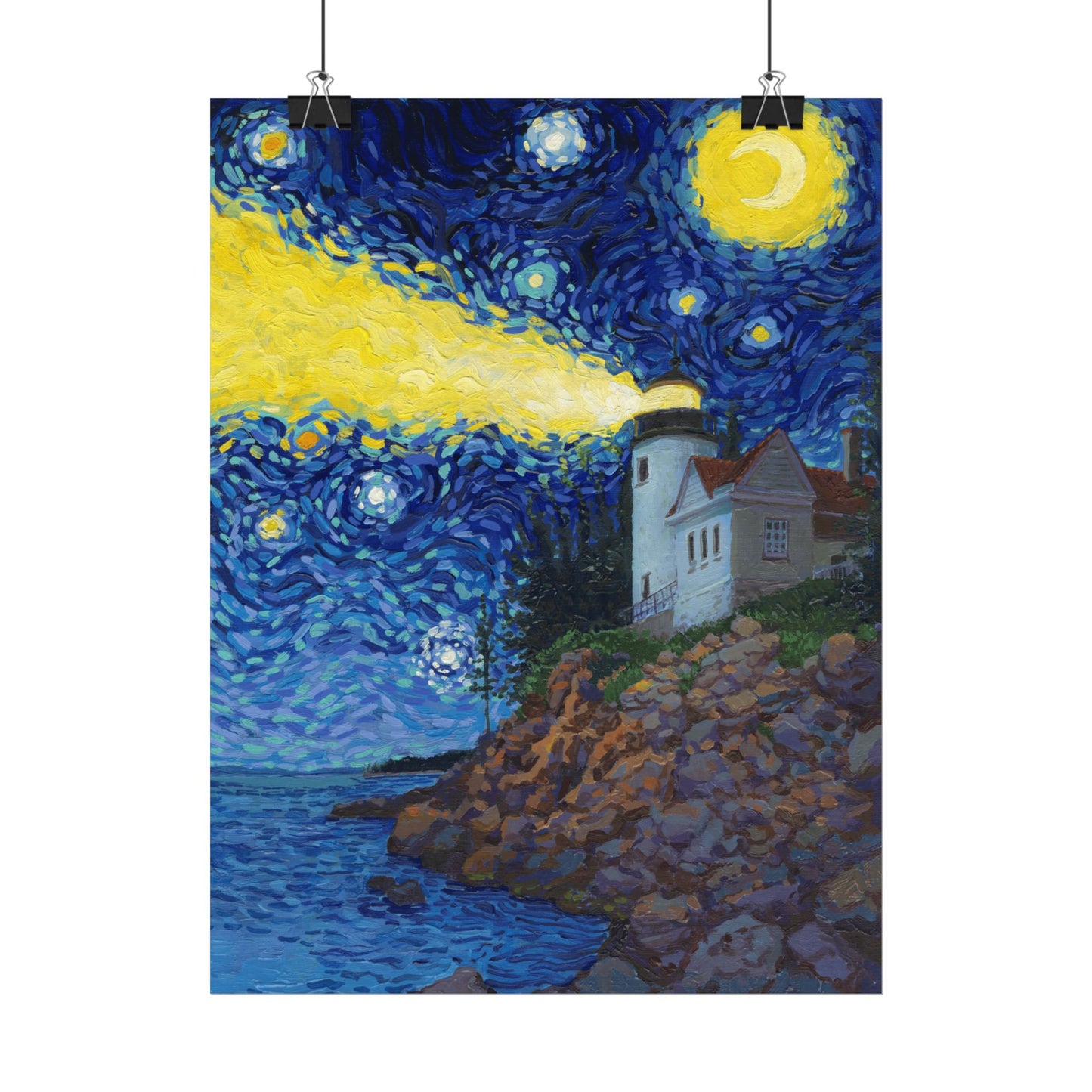 Acadia National Park Starry Night Poster - Premium Textured Paper
