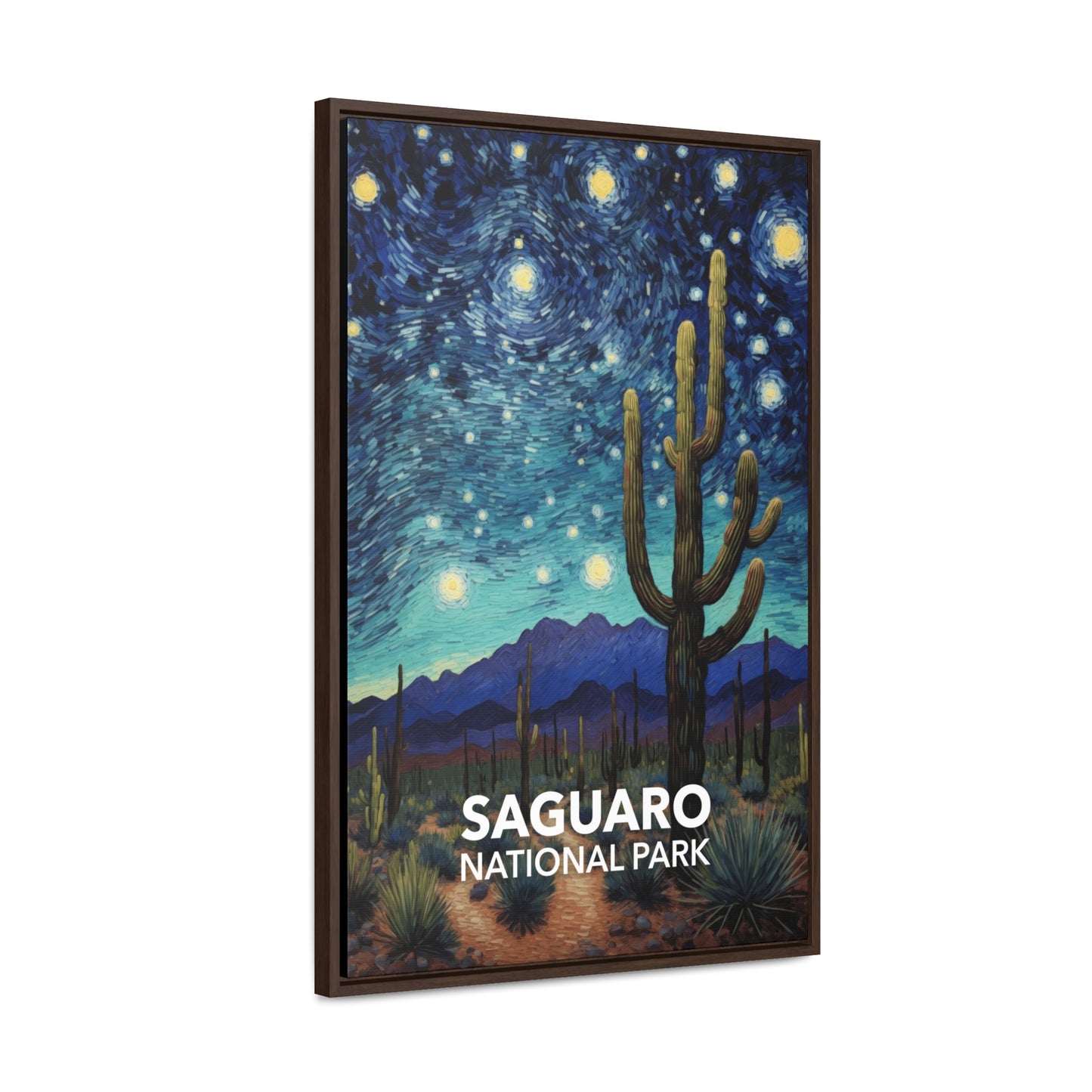 Saguaro National Park Framed Canvas - The Starry Night