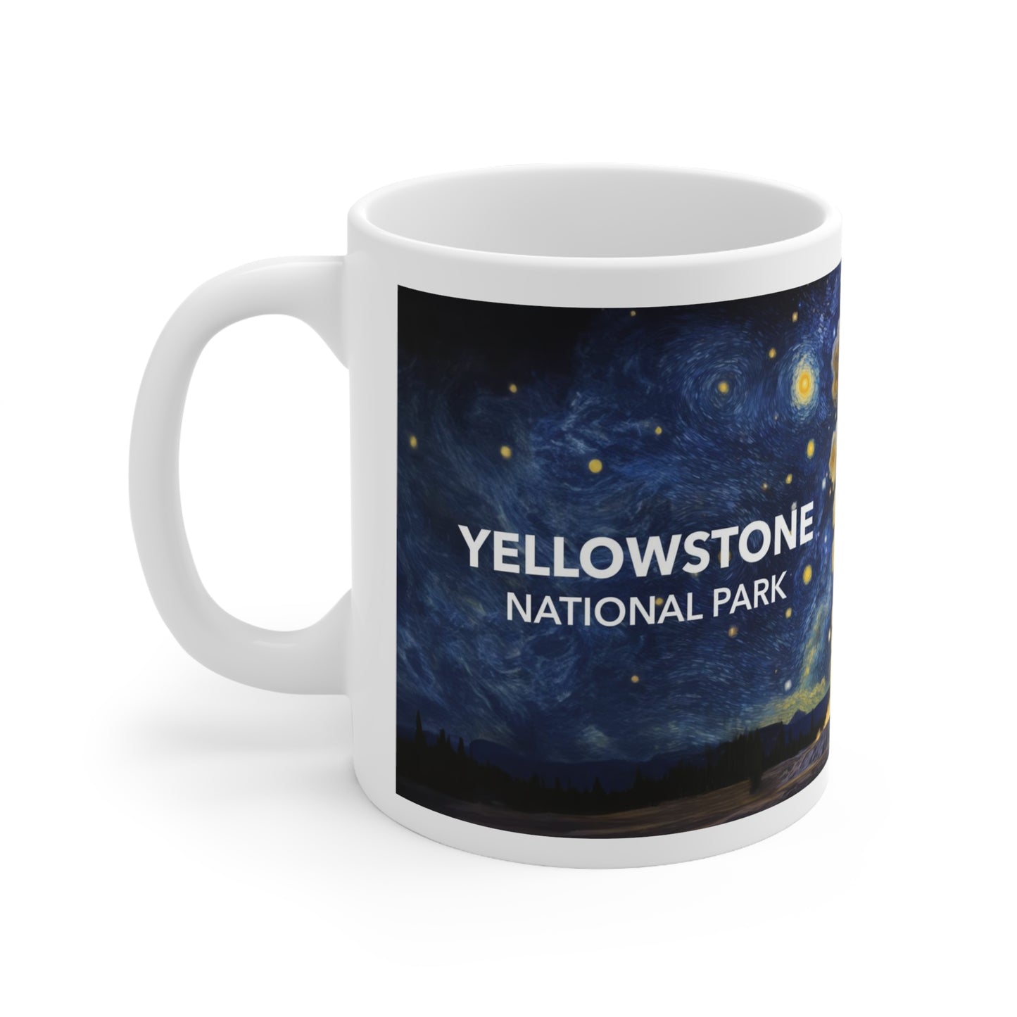 Yellowstone National Park Mug - Old Faithful Starry Night