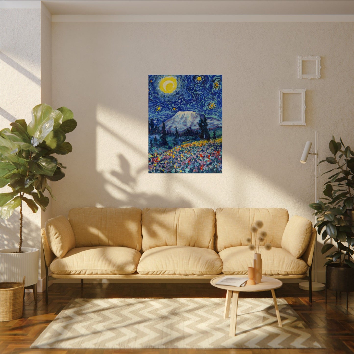 Mount Rainier National Park Starry Night Poster - Premium Textured Paper